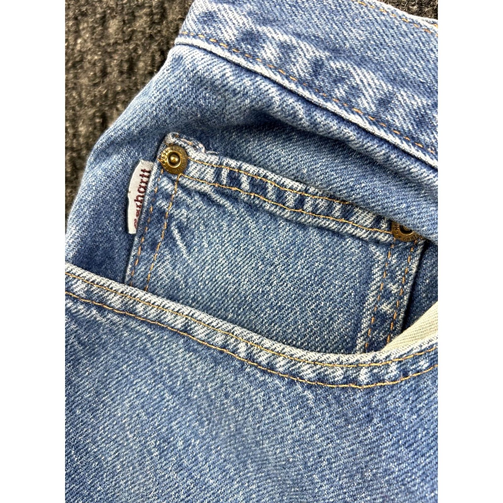 Carhartt VINTAGE Carhartt Jeans Relaxed Fit 38 x 30 Blue Workwear Distressed Grunge Men's Jeans 80s 90s USA Logo Baggy Tailored Casual Denim Carhartt Shirt? Size US 38 / EU 54 - 4 Thumbnail