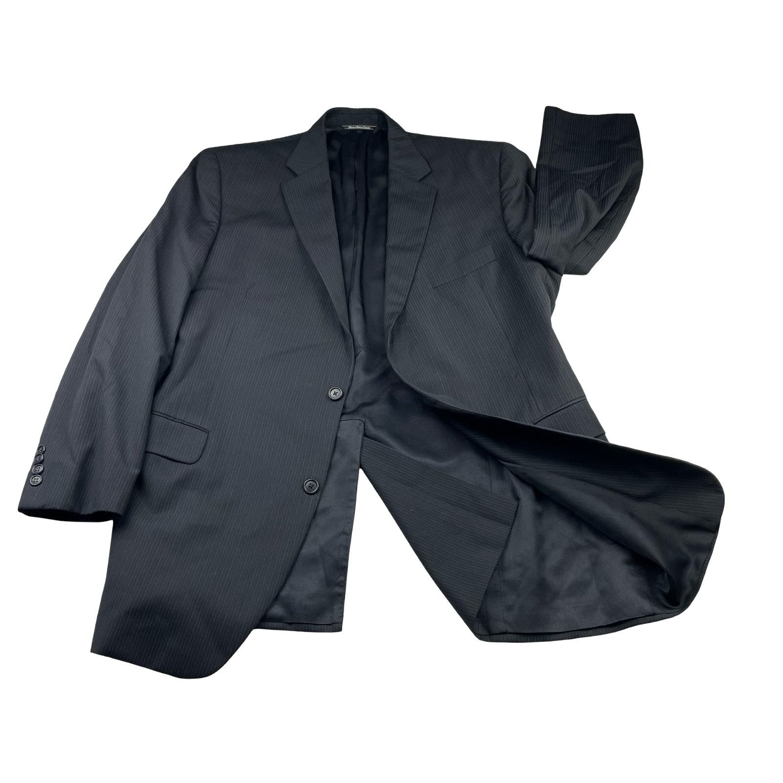 Jack Victor Jack Victor Men’s Valentino 100% Wool Suit Black/Blue Stripe Size 40L - 3 Thumbnail