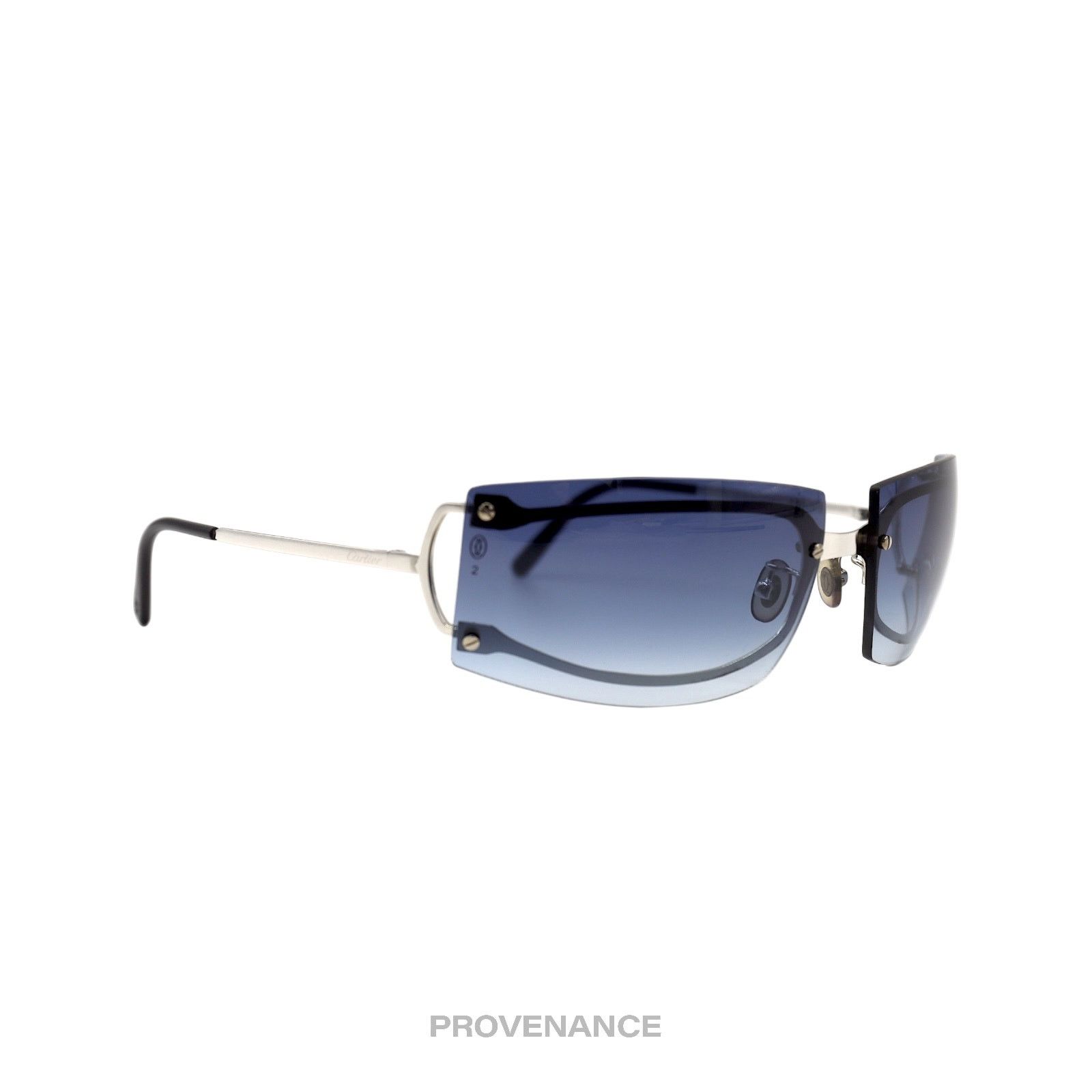 Cartier 🔴 Cartier C Decor Shield Sunglasses - Platinum Blue Size ONE SIZE - 3 Thumbnail