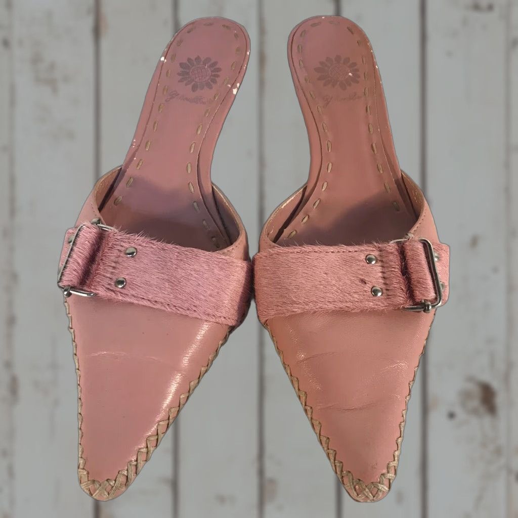 Vintage YELLOWBOX Pink Leather Kitten Heels Womens Size 7 with Faux Fur & Buckle Detail Size US 7 / IT 37 - 1 Thumbnail