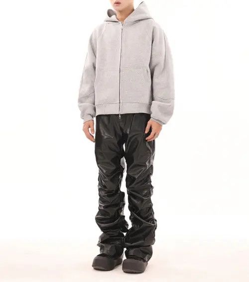 VIBE Pleated Stack Leather Jeans Size US 32 / EU 48 - 4 Thumbnail