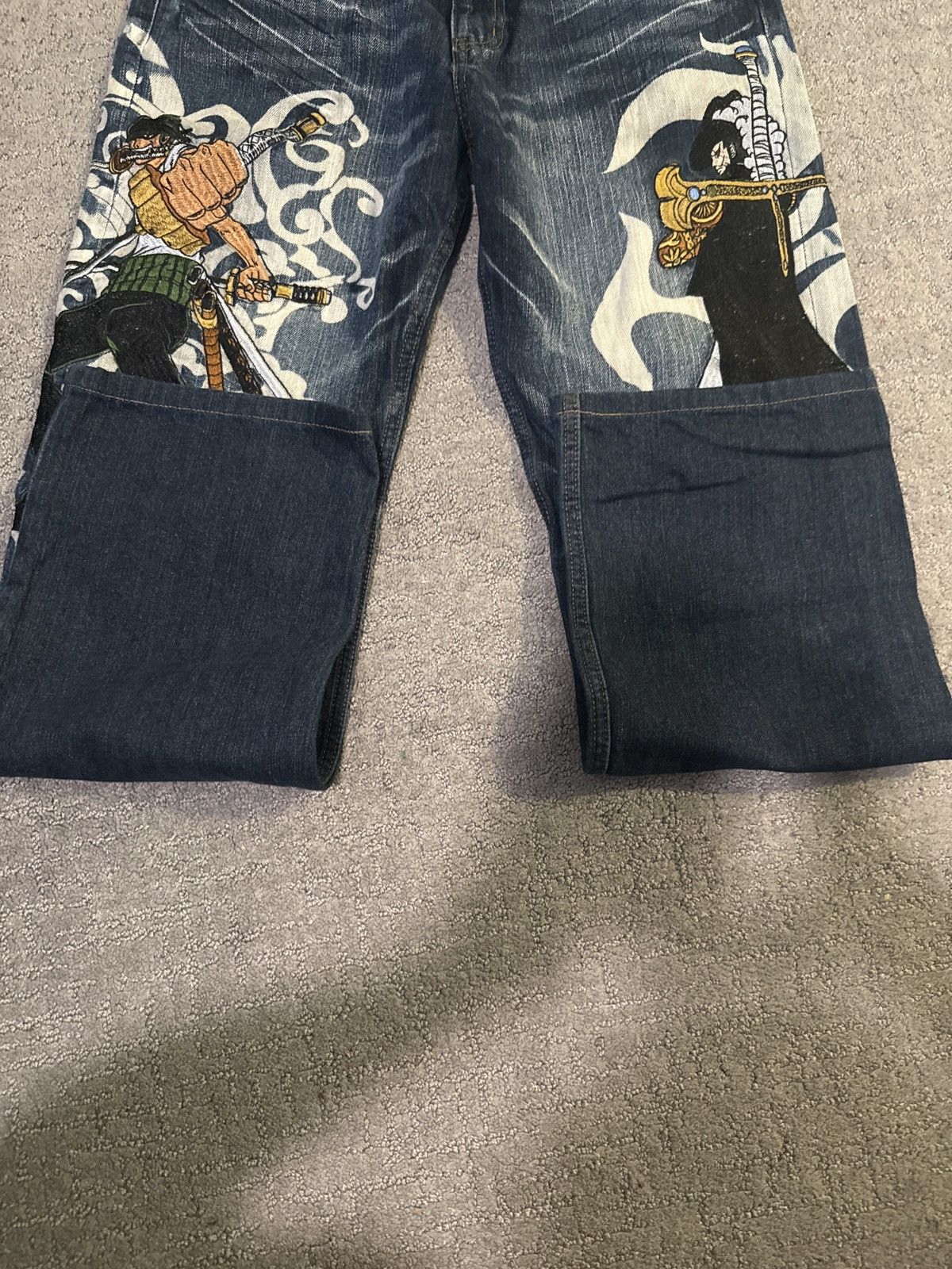 One Piece Vintage One Piece Zoro v Mihawk Embroidered Jeans Size US 30 / EU 46 - 7 Thumbnail