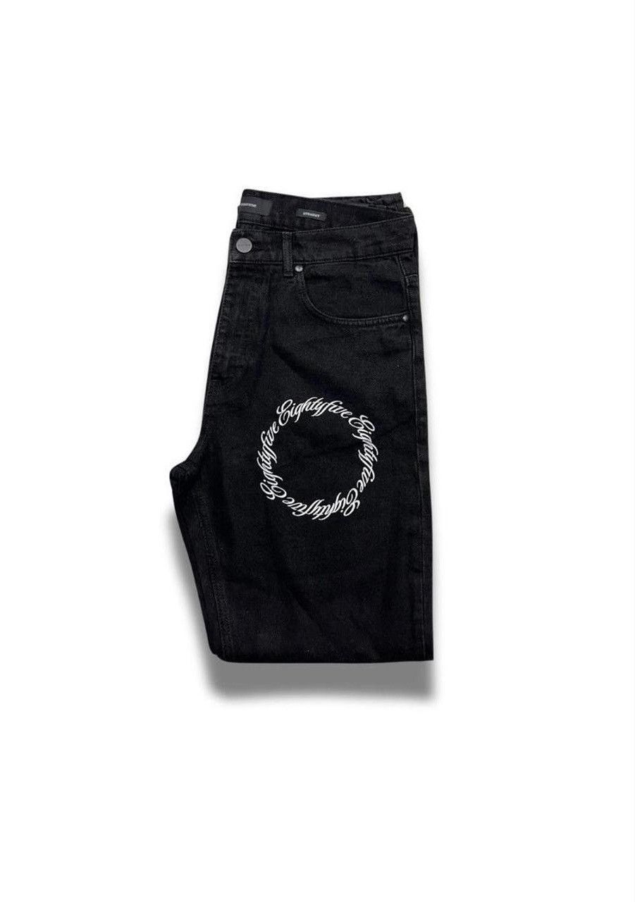 Designer EIGHTYFIVE ROUND LOGO PRINT JEANS BLACK WASHED Size US 32 / EU 48 - 1 Thumbnail