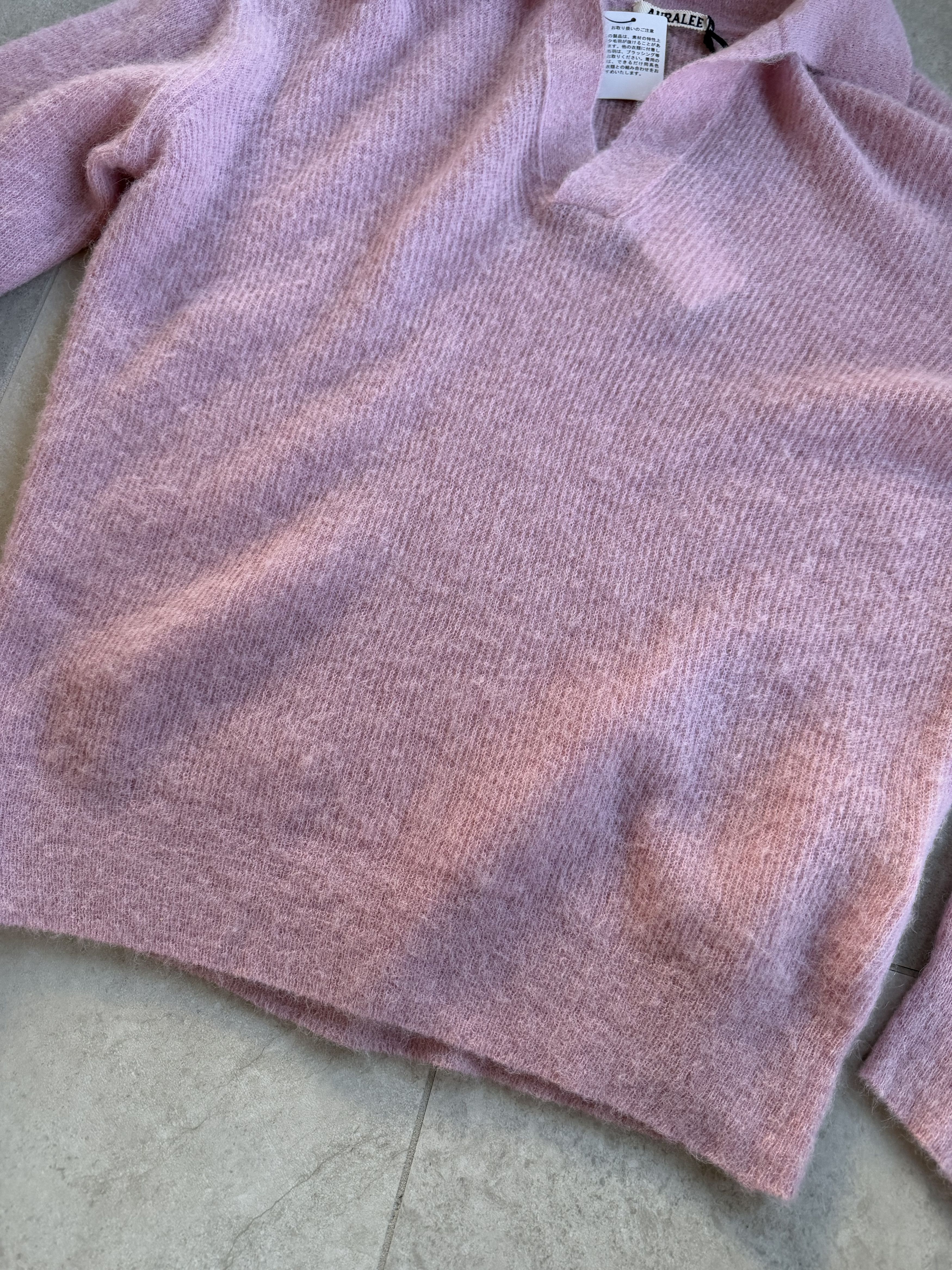 Auralee Auralee Baby Suri Alpaca Sheer Knit Skipper Polo in Pink Size US L / EU 52-54 / 3 - 3 Thumbnail