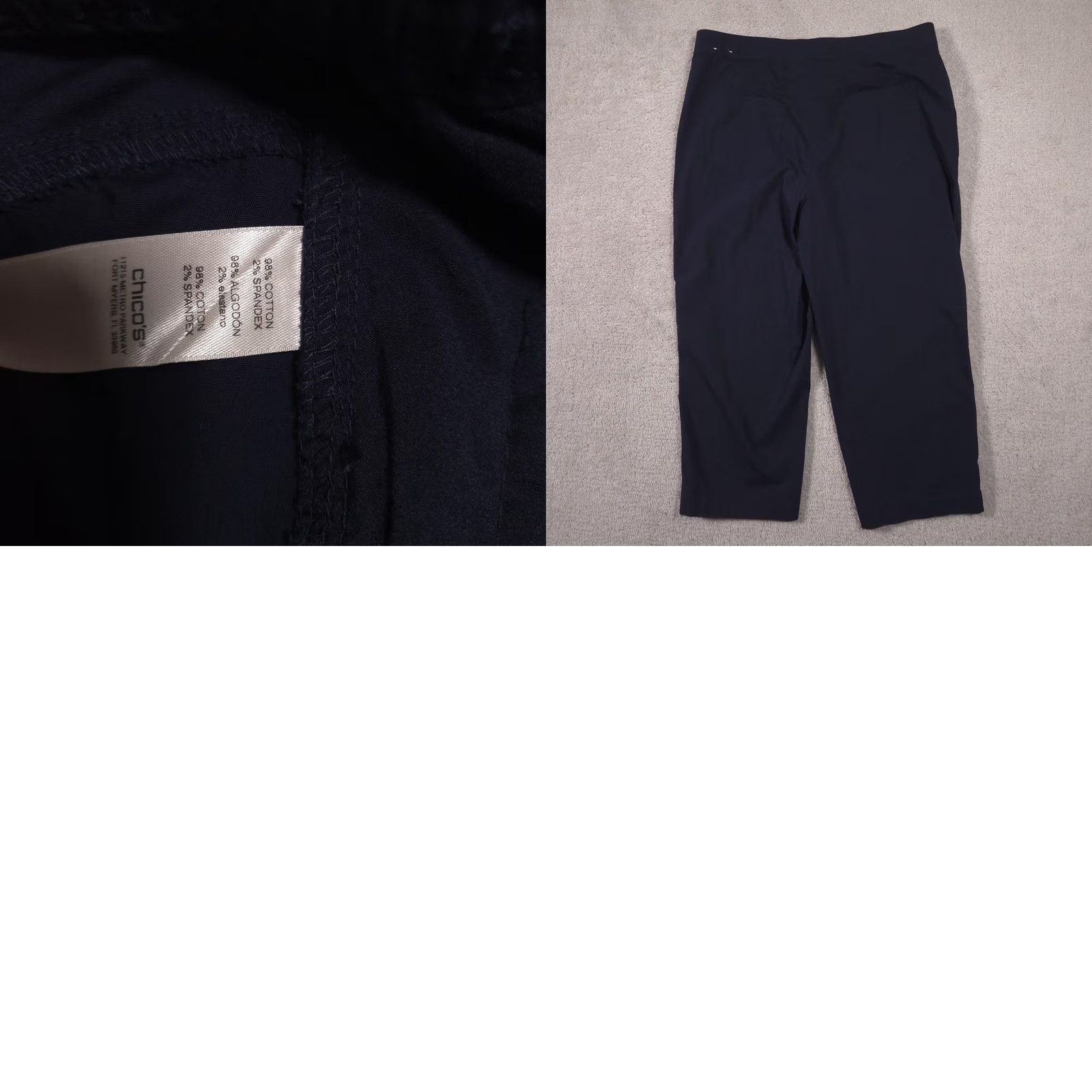 Vintage Chico'S Capri Pants Women 1 Blue Twill Stretch Zip Fly Crop Pockets Casual Size 25" / US 0 / IT 36 - 9 Thumbnail