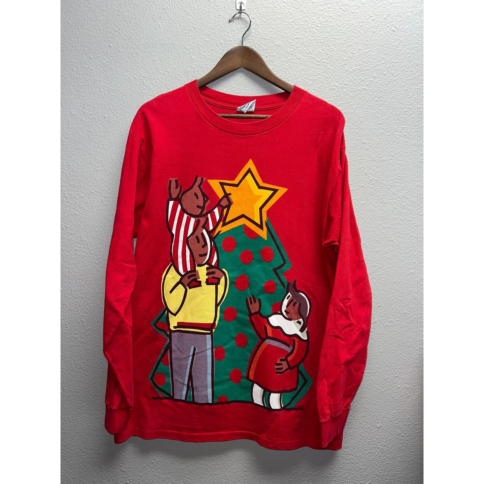 Vintage 1996 Vintage Christmas Tree Star Family Red Shirt 90s VTG XL Size US XL / EU 56 / 4 - 1 Thumbnail