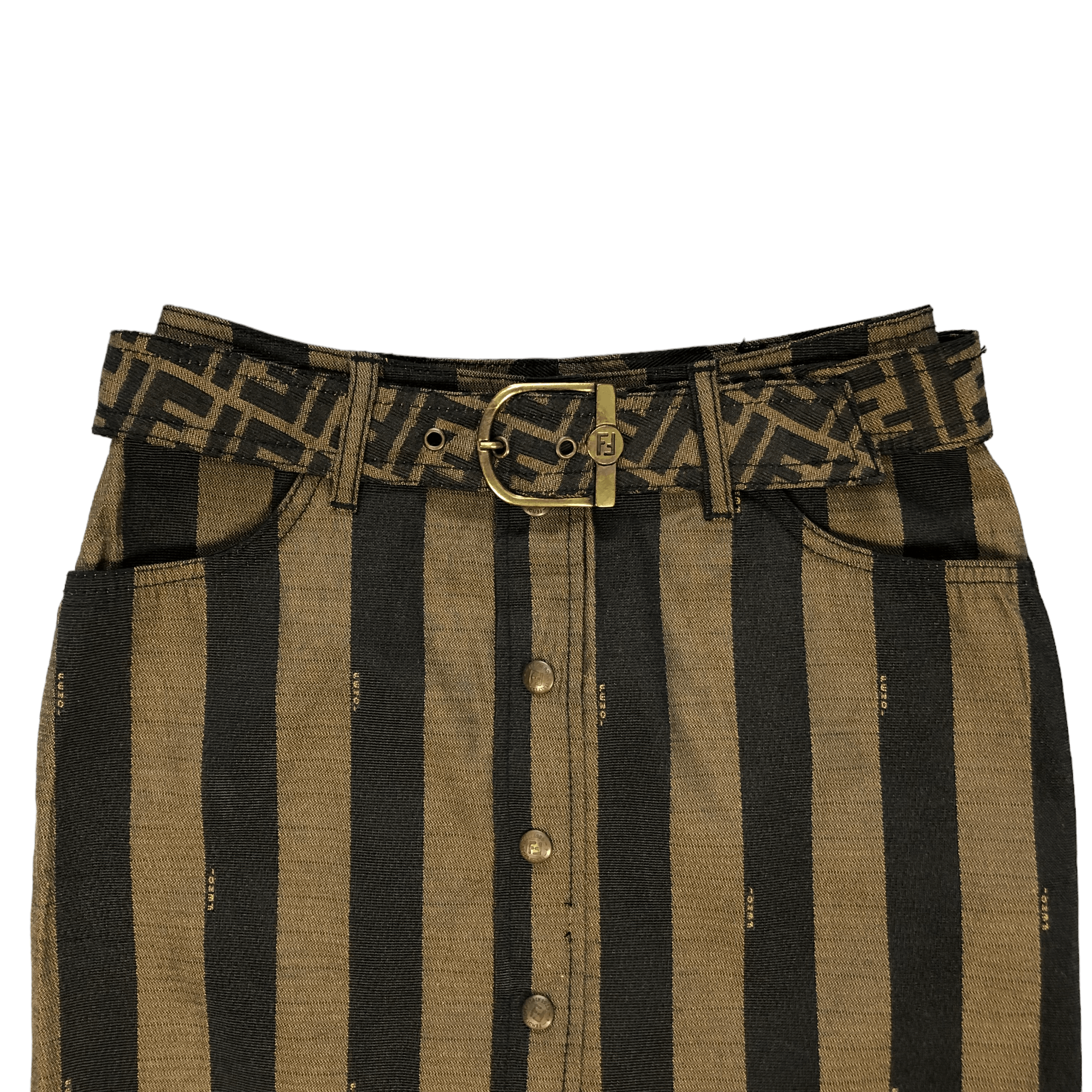 Fendi FENDI JEANS BELTED MONOGRAM STRIPES MINI SKIRTS #6248-220 Size 24" / US 00 / IT 34 - 2 Thumbnail