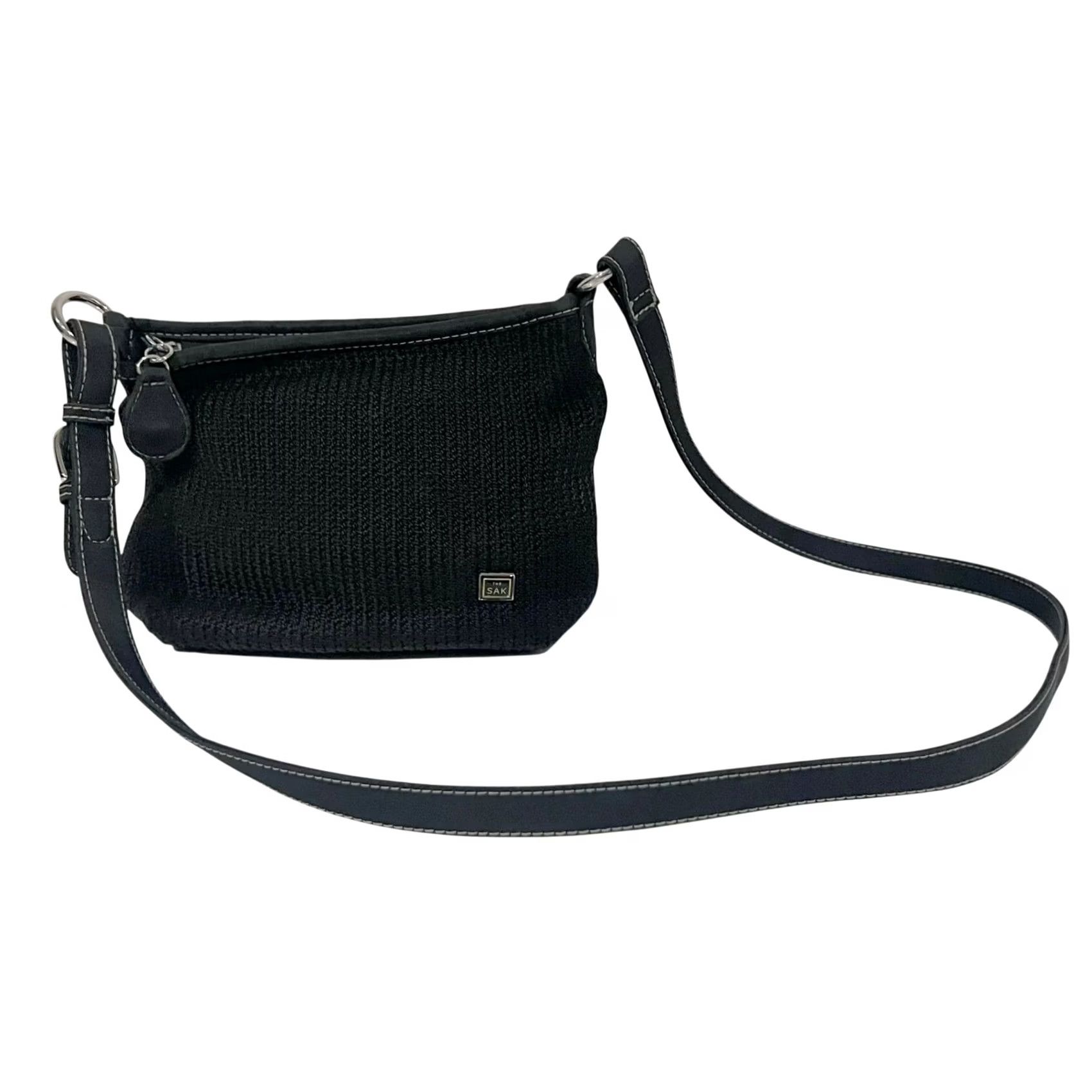 The Sak The Sak Purse Black Crochet Crossbody Bag Classic Slim Zipper 7x7” Style 4516 Size ONE SIZE - 2 Thumbnail