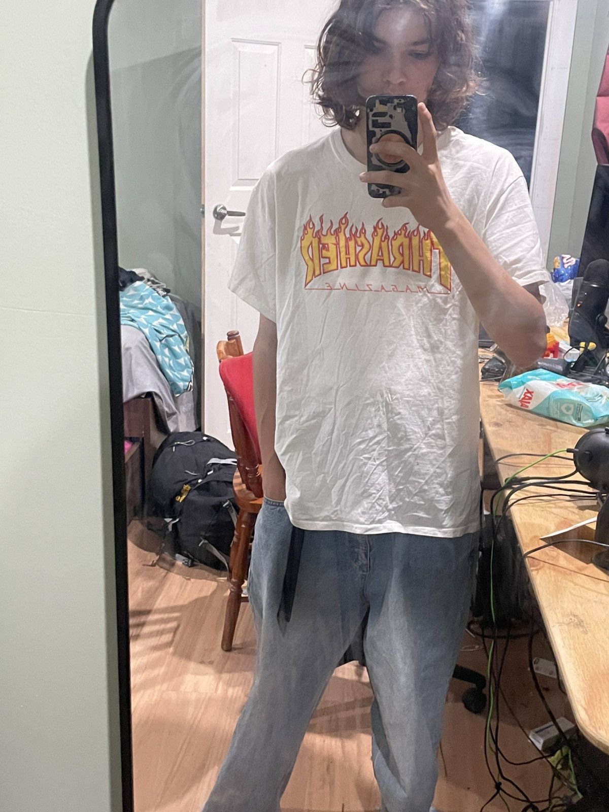 Thrasher RARE Thrasher Flame Logo Y2k Skater tee Size US L / EU 52-54 / 3 - 4 Thumbnail