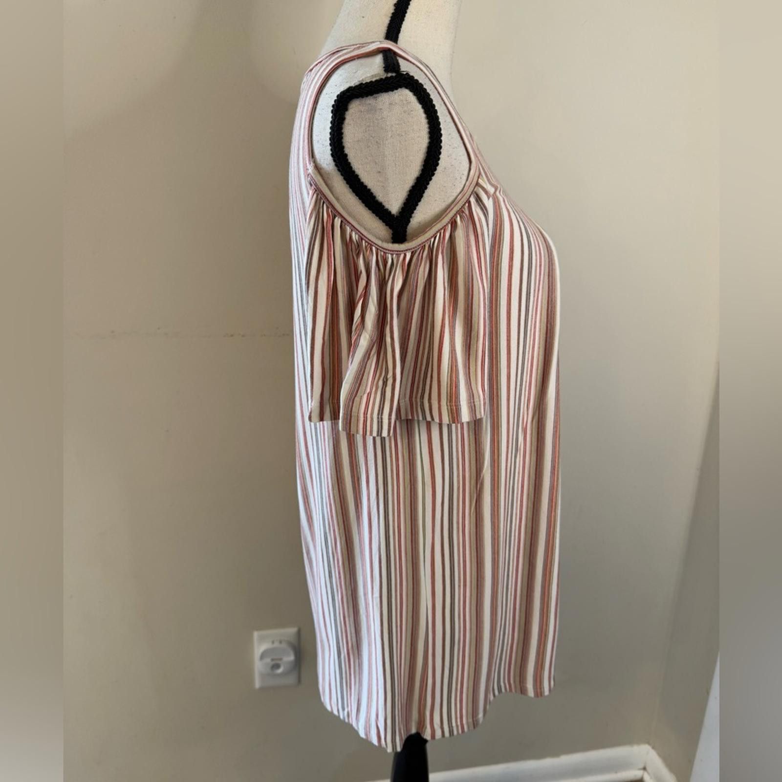 Other Max Studio cold shoulder neutral striped top SZ SM Size S / US 4 / IT 40 - 2 Thumbnail