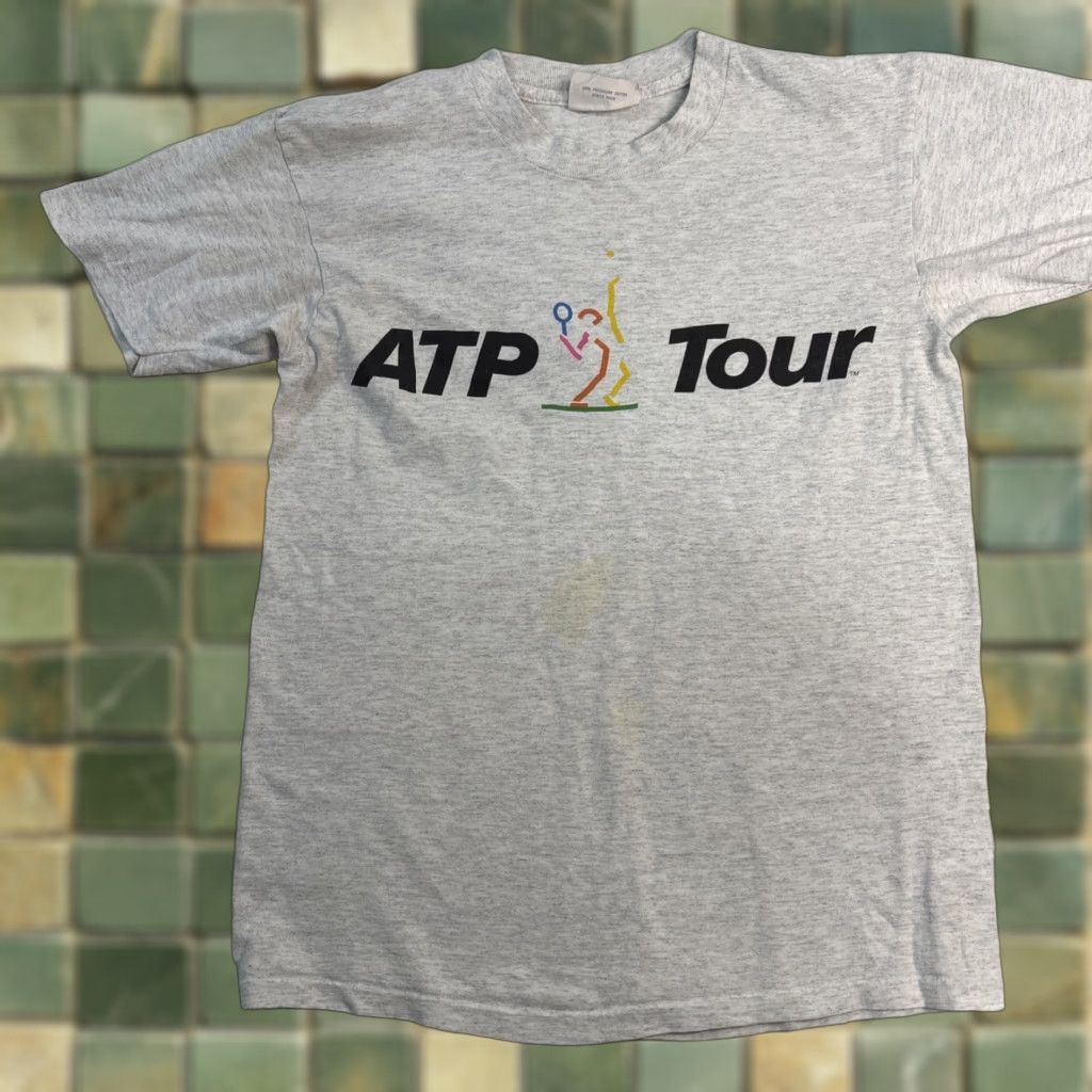 Logo 7 VINTAGE 90s ATP Tour Tennis Logo Shirt Gray M Men’s Med Shirt Size US M / EU 48-50 / 2 - 1 Thumbnail