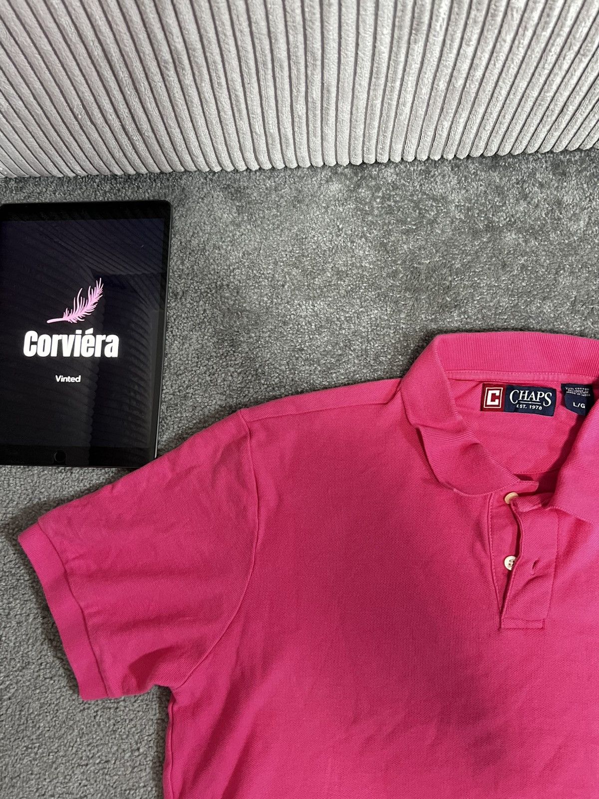 Chaps Ralph Lauren × Designer × Vintage Chaps Vintage Polo Shirt Pink Size US XL / EU 56 / 4 - 2 Thumbnail