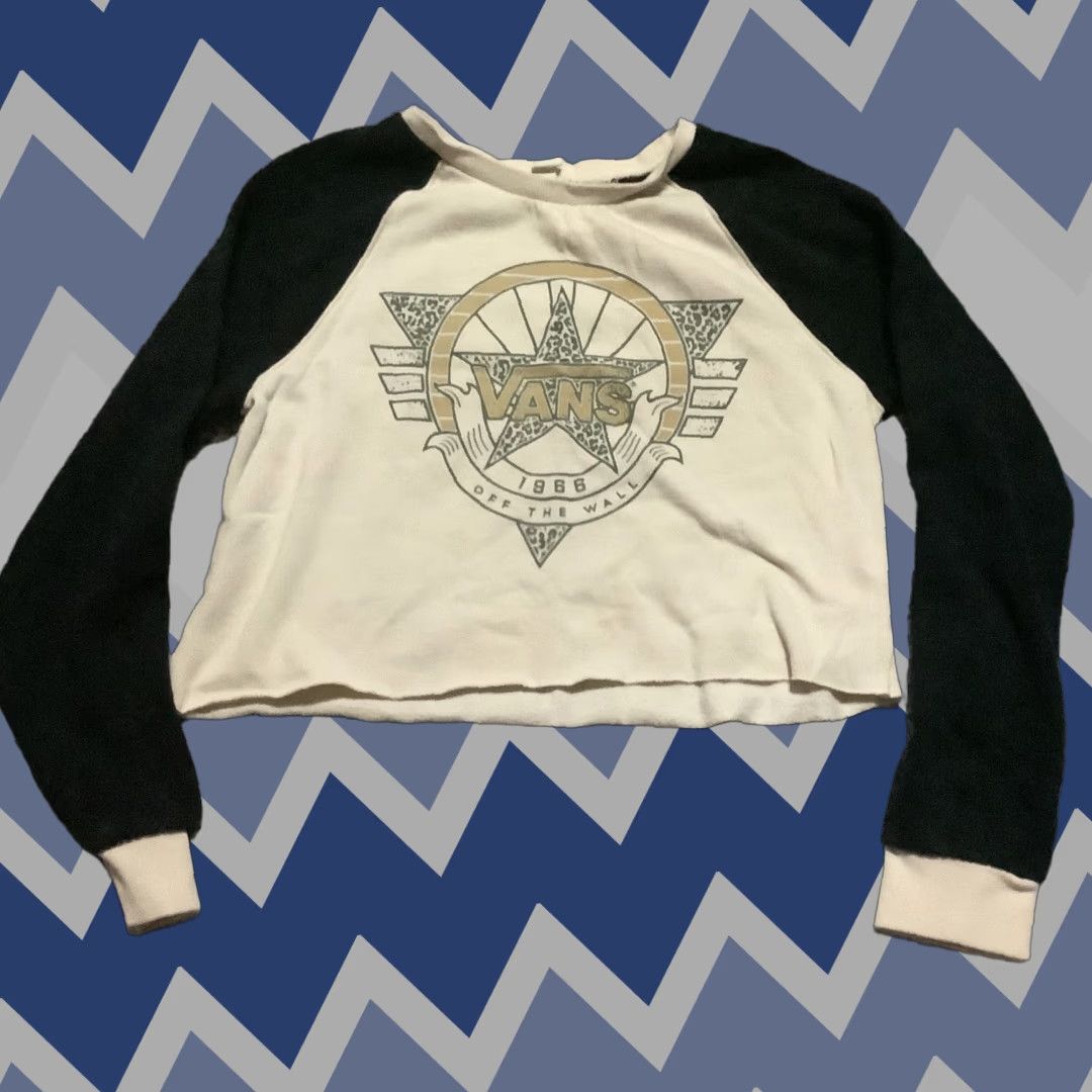 Vans VANS Sweatshirt Womens Crew Neck Pullover Long Sleeve Fleece Leopard White Black Size M Modern Casual Activewear Size M / US 6-8 / IT 42-44 - 1 Thumbnail
