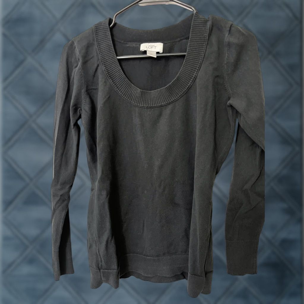 Loft LOFT Women Long Sleeve Tee Medium Black Crew Neck Casual Pullover Knit Oversized 90s Fashion Mens Womens Girls/ Womens? Size M / US 6-8 / IT 42-44 - 1 Thumbnail