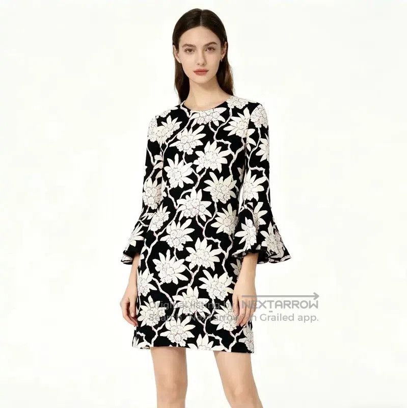 Valentino Valentino Black Floral Print Cotton Dress . Size M / US 6-8 / IT 42-44 - 3 Thumbnail