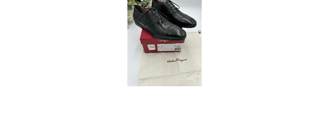 Salvatore Ferragamo o1s1rm0924 Riley Leather Cap Toe Shoes in Black Size US 11.5 / EU 44-45 - 3 Thumbnail