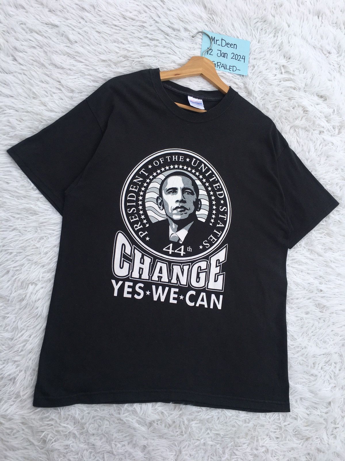 Vintage Rare Vintage USA 44th President Barrack Obama Tshirt Size US L / EU 52-54 / 3 - 3 Thumbnail