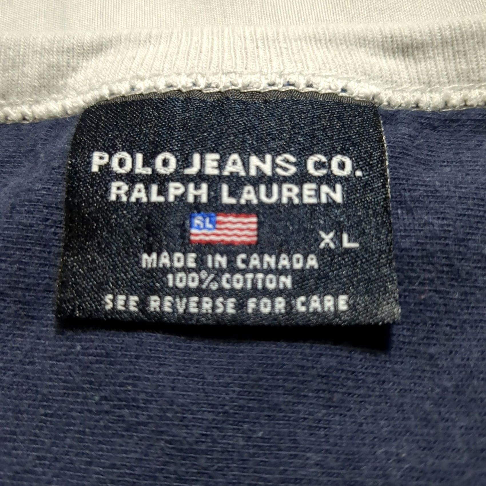 Ralph Lauren VINTAGE Polo Jeans Co. Ralph Lauren USA Flag V-Neck Ringer T-Shirt Navy Mens XL Size US XL / EU 56 / 4 - 4 Thumbnail