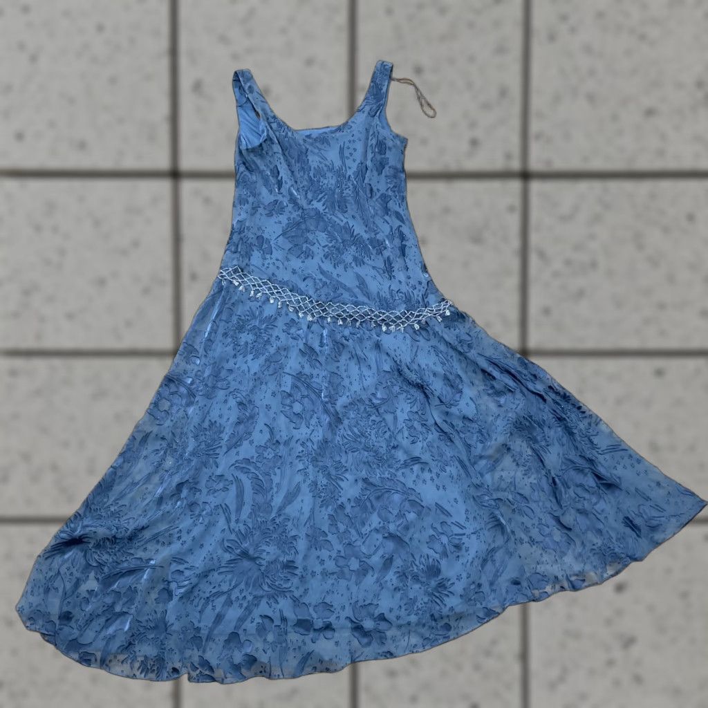 Alex Evenings VINTAGE Alex Evenings Dress 14P Blue Floral Beaded Fairy Y2k Occasion Formal Fringe 14P Dress Size XL / US 12-14 / IT 48-50 - 1 Thumbnail