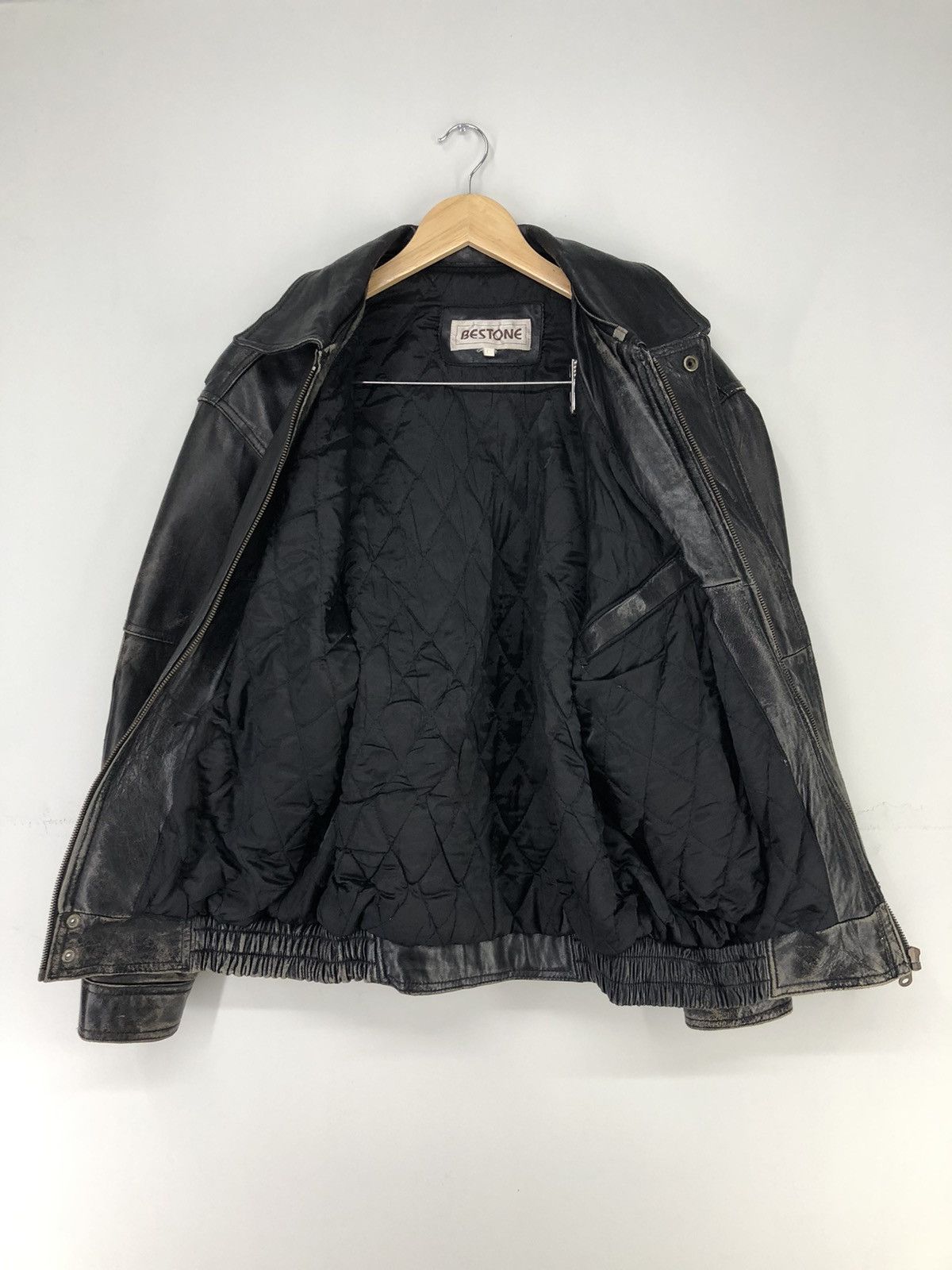Leather Vintage Bestone Sheepskin Leather Bomber Jacket Size US L / EU 52-54 / 3 - 3 Thumbnail