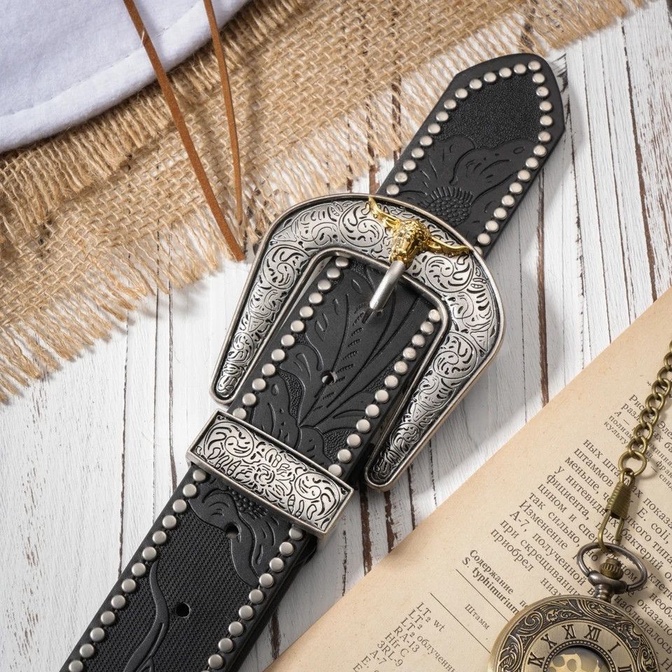Japanese Brand × Vintage cowboy flower embossed belt Size ONE SIZE - 2 Thumbnail