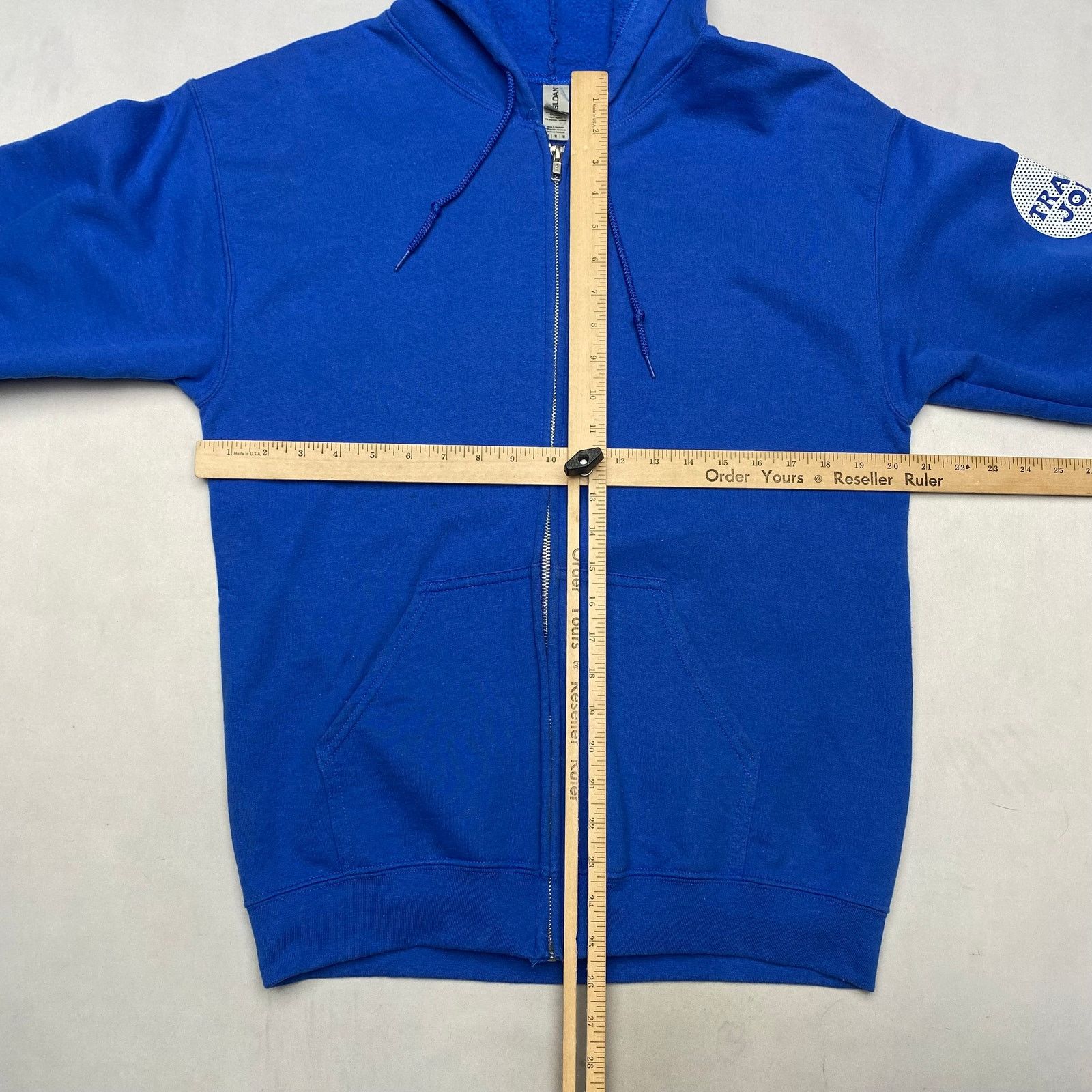 Gildan Trader Joe's Full Zip Hoodie Men's Medium Employee Blue Logo Size US M / EU 48-50 / 2 - 6 Thumbnail