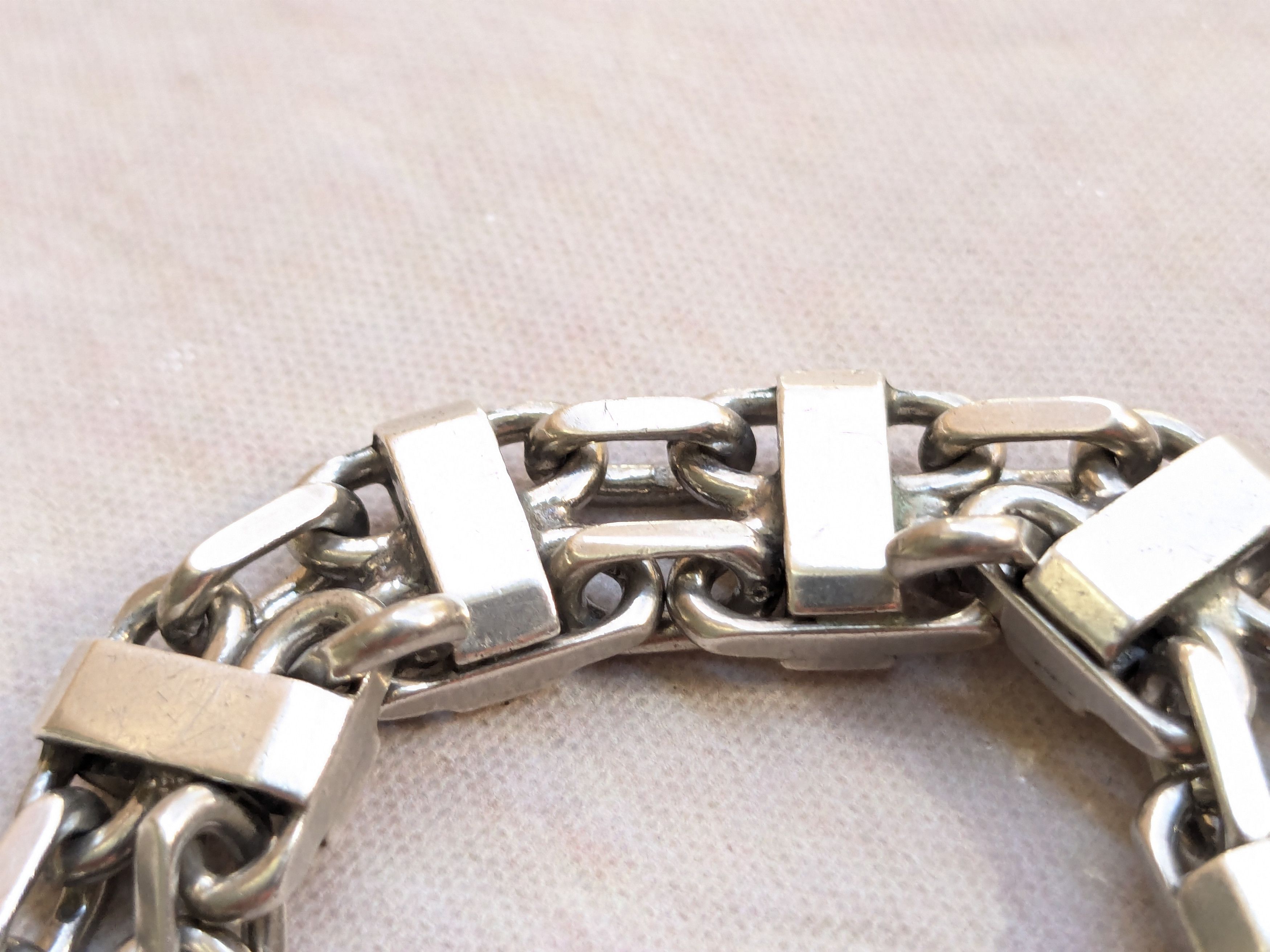 Jewelry Vintage Sterling Silver Bracelet 6" Thick Chunky Biker Size ONE SIZE - 7 Thumbnail