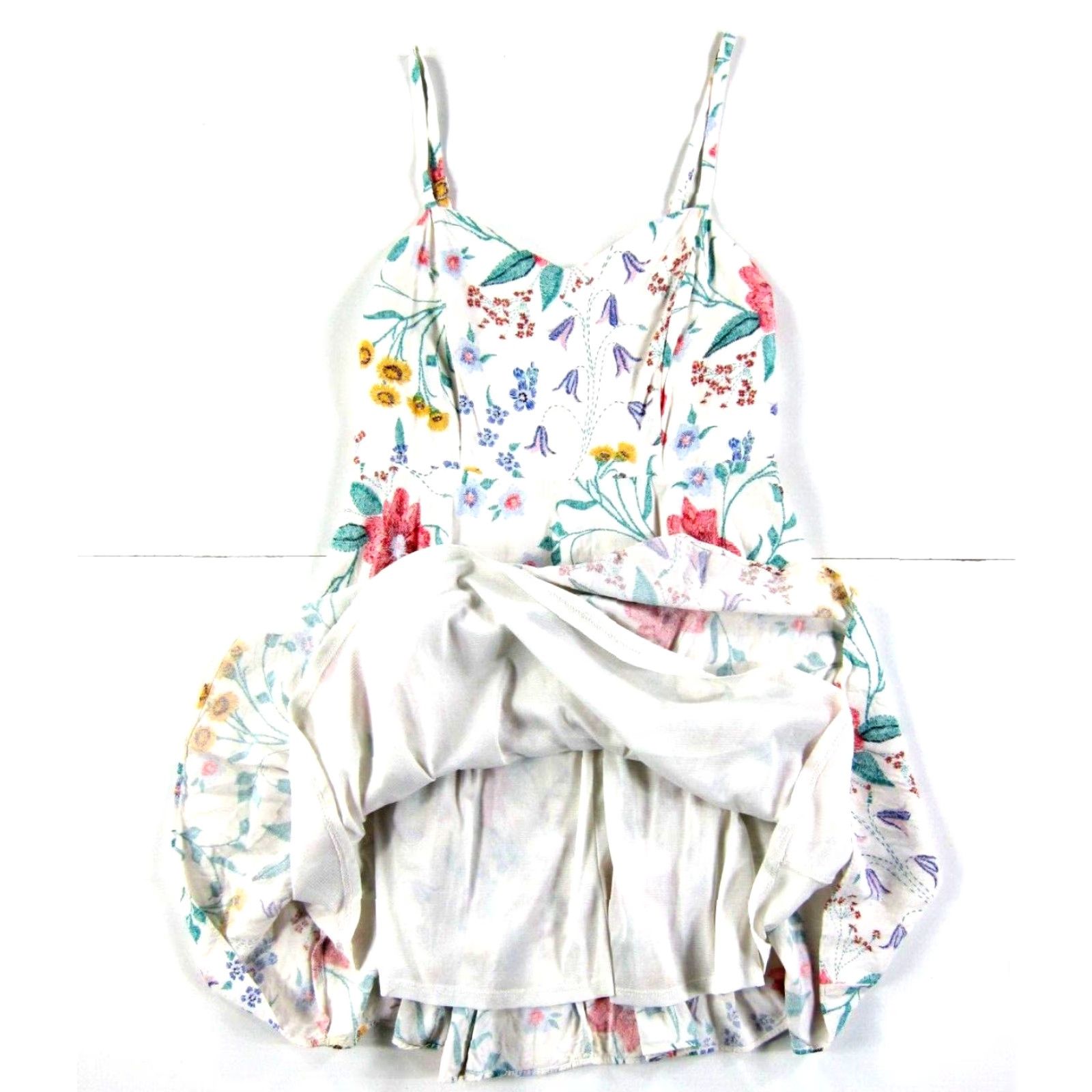 Old Navy Old Navy 100% Rayon Pink White Yellow Green Floral Tank Slip Sun Dress Medium Dress Size M / US 6-8 / IT 42-44 - 6 Thumbnail