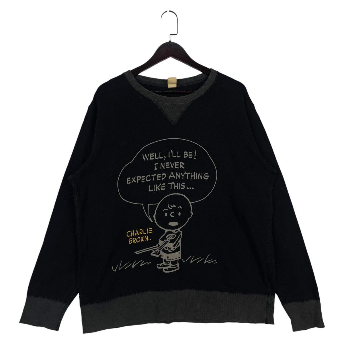 Uniqlo × Vintage Vintage Uniqlo X Peanuts Sweatshirt Crewneck Black Pullover Size XL / US 12-14 / IT 48-50 - 1 Thumbnail