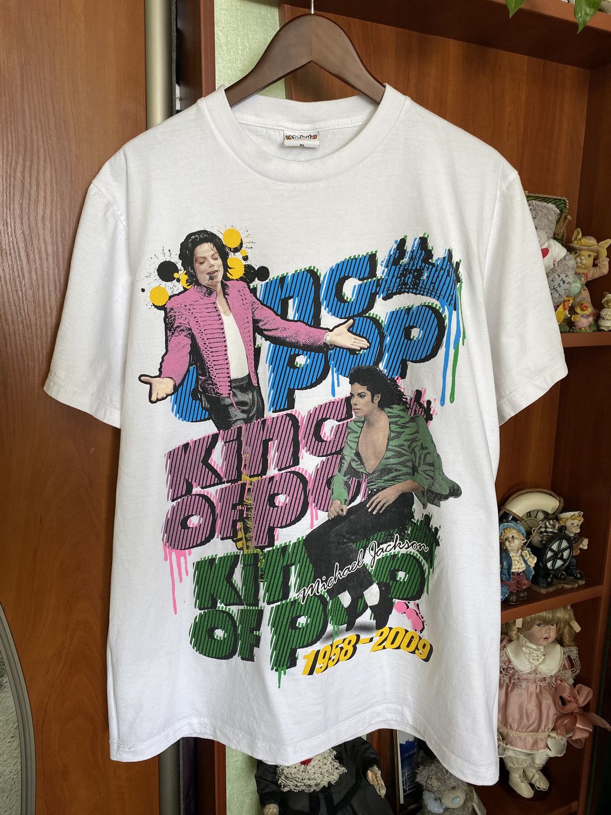 Band Tees × Michael Jackson × Vintage Vintage Michael Jackson King Of Pop Crazy Graphic Tee Shirt Size US XL / EU 56 / 4 - 2 Thumbnail