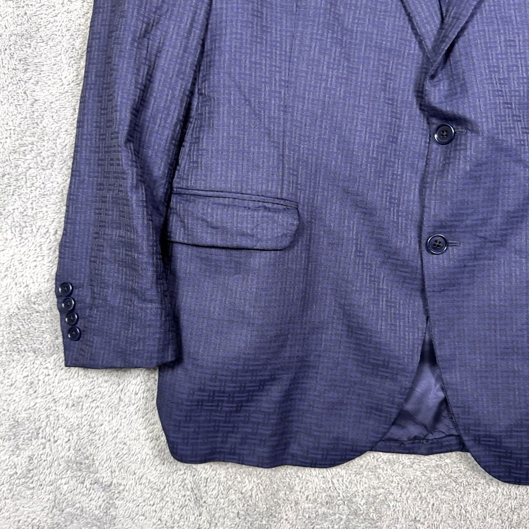 Tallia Coppley Sport Coat Mens 42R Blazer Wool Blue 2-Button Notch Lapel Double-Vented Regular Fit Geometric Napoli Tallia Di Delfino Napoli Blazer Suit Size 42R - 6 Thumbnail
