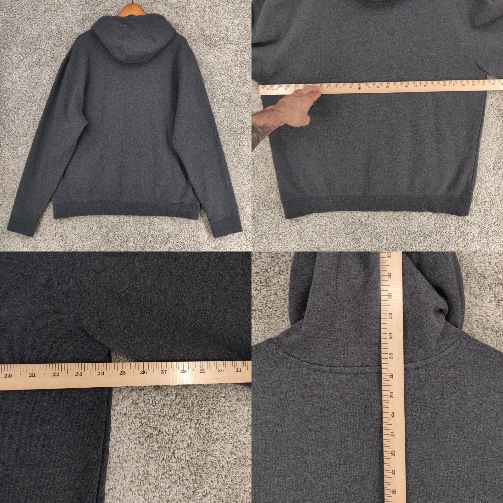 Vintage Vortex Hoodie Mens XL Gray Pullover Sweatshirt Hooded Pockets Regular Logo Army Outdoor Sports Winter Fall Size US XL / EU 56 / 4 - 8 Thumbnail