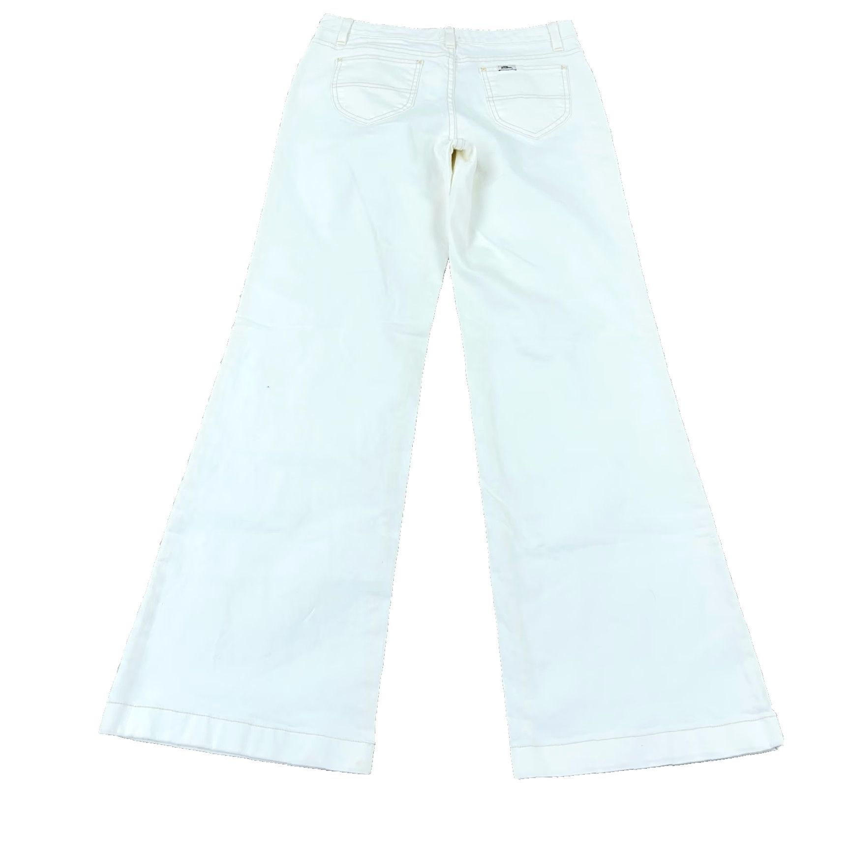 Vintage L.L. Bean Jeans Women 6 White Flared Wide Leg Denim Relaxed Fit Retro Size 28" / US 6 / IT 42 - 2 Thumbnail