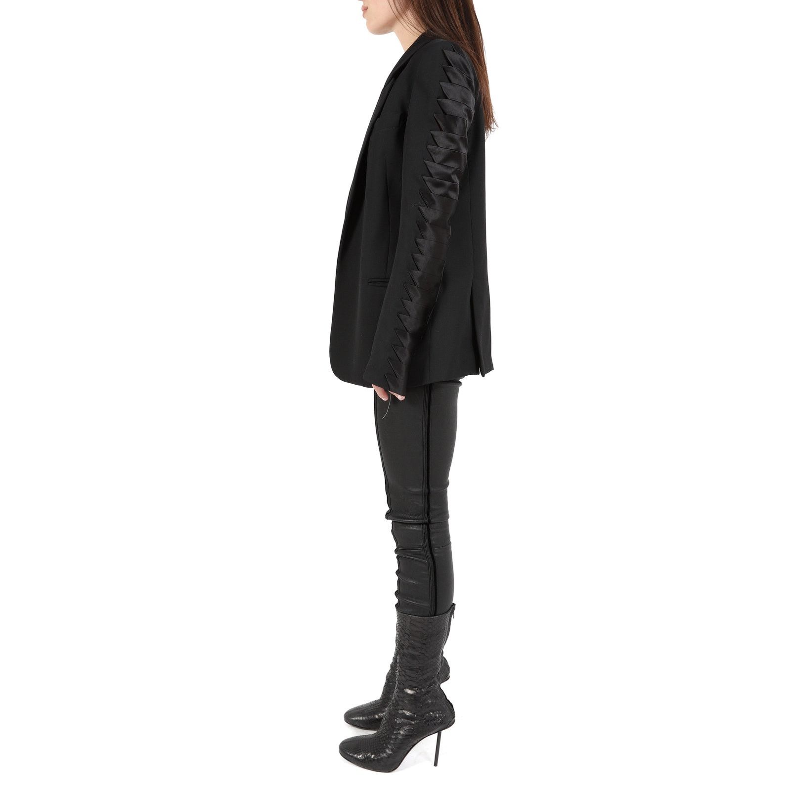 Haider Ackermann FW20 Silk Insert Sleeve Blazer in Black Wool Size XS / US 0-2 / IT 36-38 - 6 Thumbnail