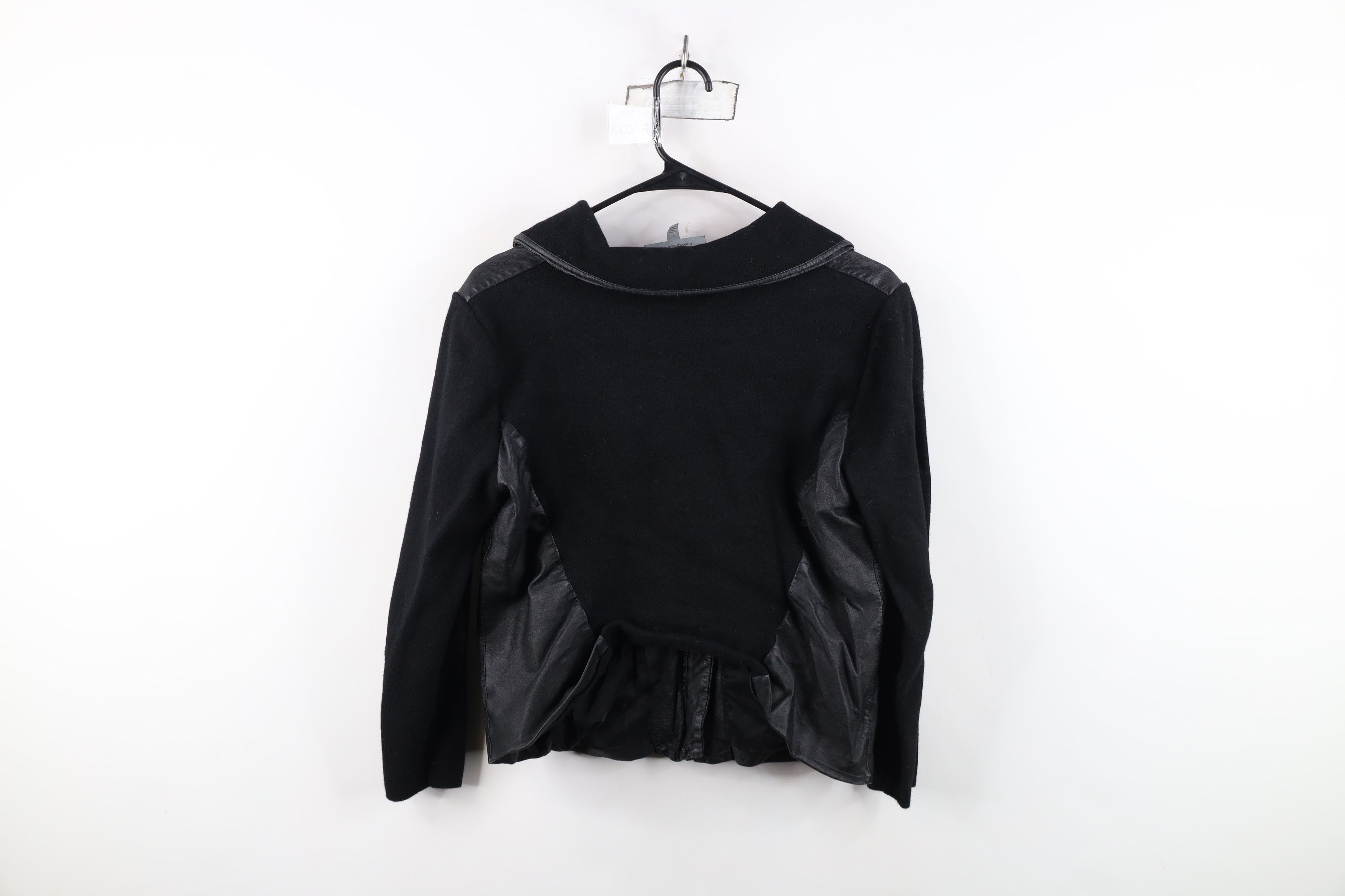 Vintage Classiques Entier Wool Knit Leather Jacket Swacket Black Size L / US 10 / IT 46 - 12 Thumbnail