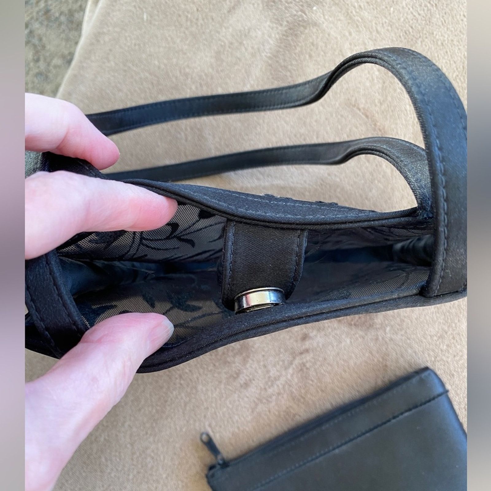 Other Black Velvet Burnout Evening Bag with Satin Insert - Vintage Size ONE SIZE - 4 Thumbnail