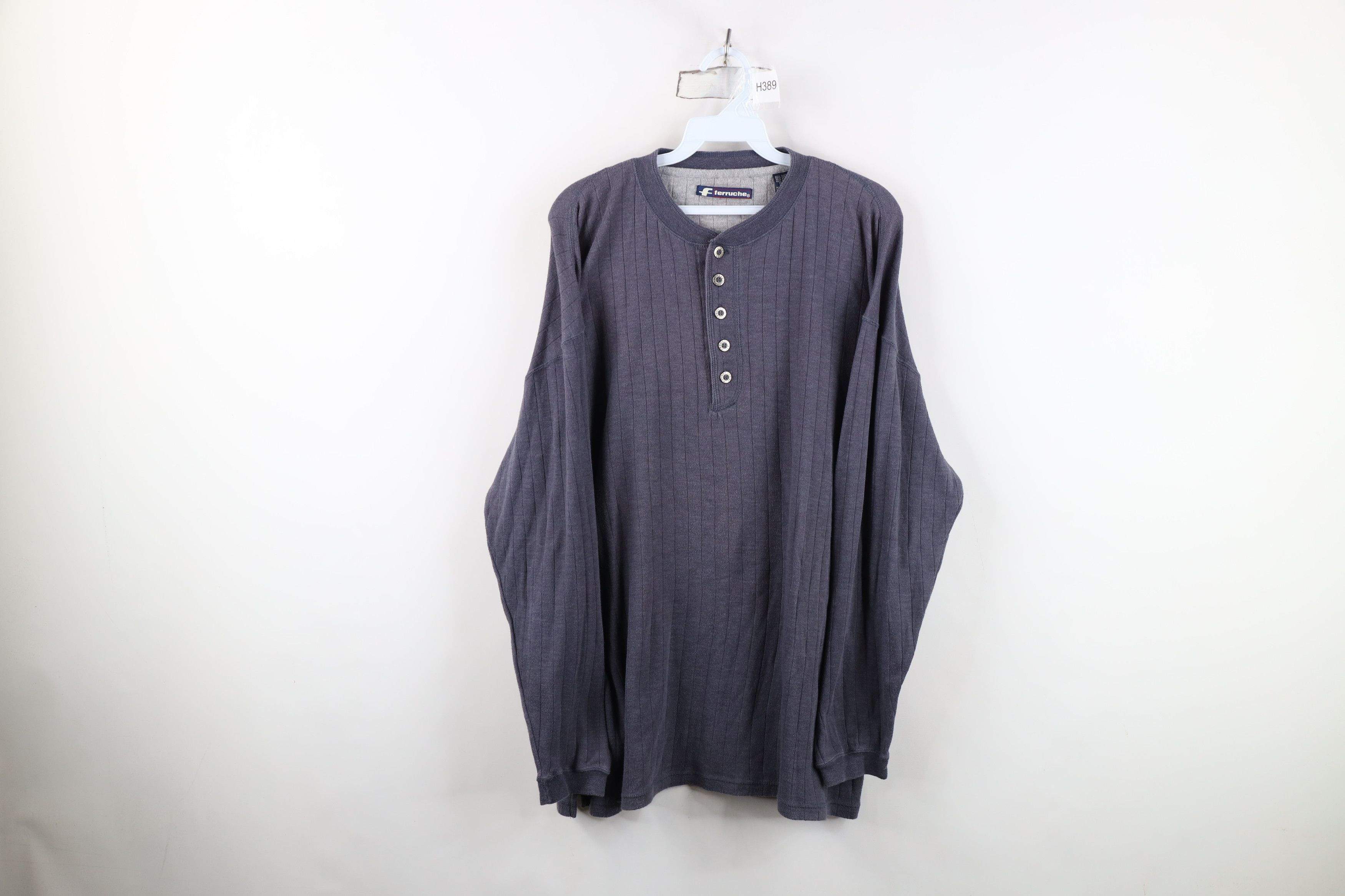 Vintage Vintage 90s Streetwear Knit Long Sleeve Henley T-Shirt Size US L / EU 52-54 / 3 - 1 Thumbnail