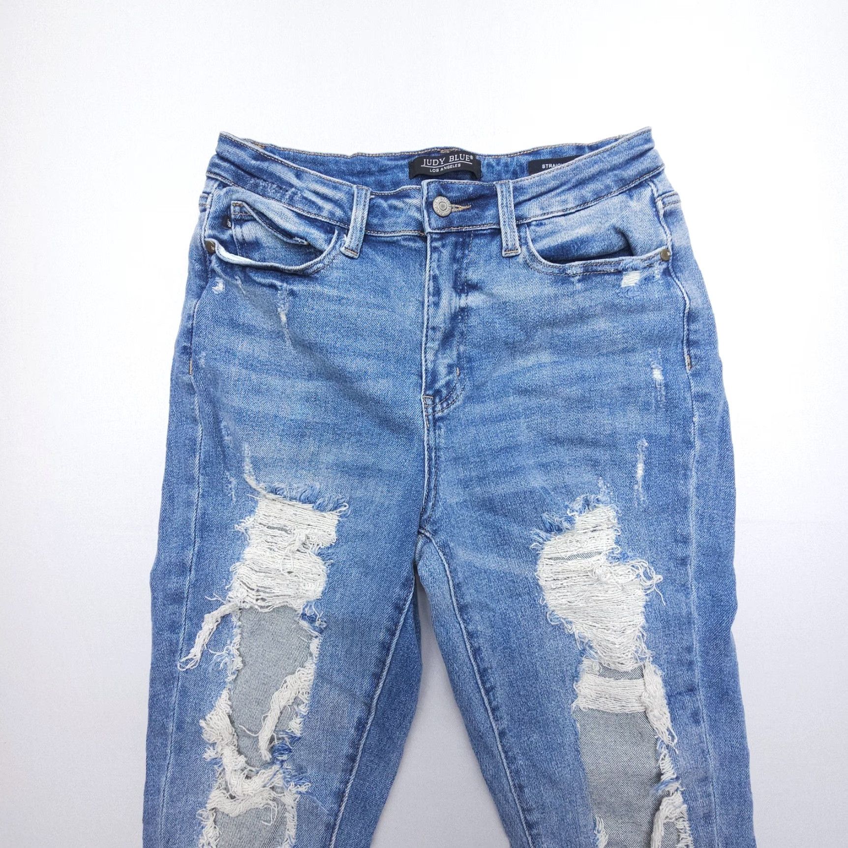 Vintage Judy Blue Jeans Straight Fit Blue Distressed High Rise 28 Women Boho Denim Stretch 5-Pocket Regular Size 28 Inseam 30 Vintage? No (remove) Size 28" / US 6 / IT 42 - 5 Thumbnail