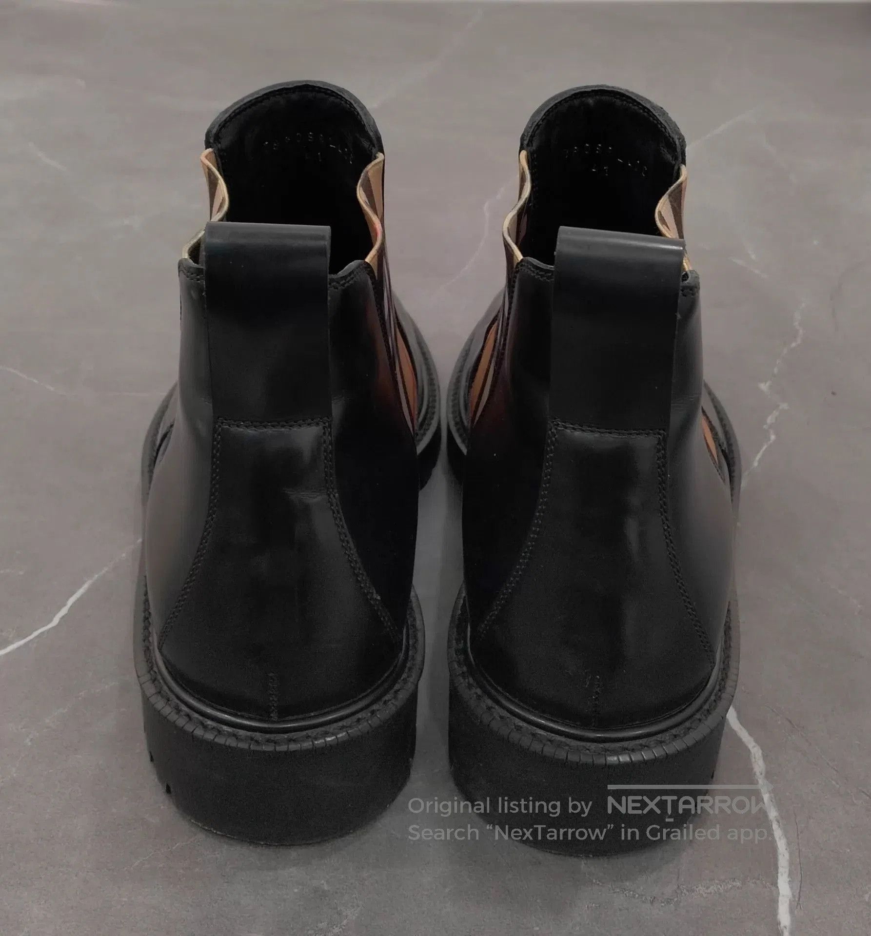 Burberry Black Leather Chelsea Boots with Check Detail. Size US 8 / EU 41 - 5 Thumbnail