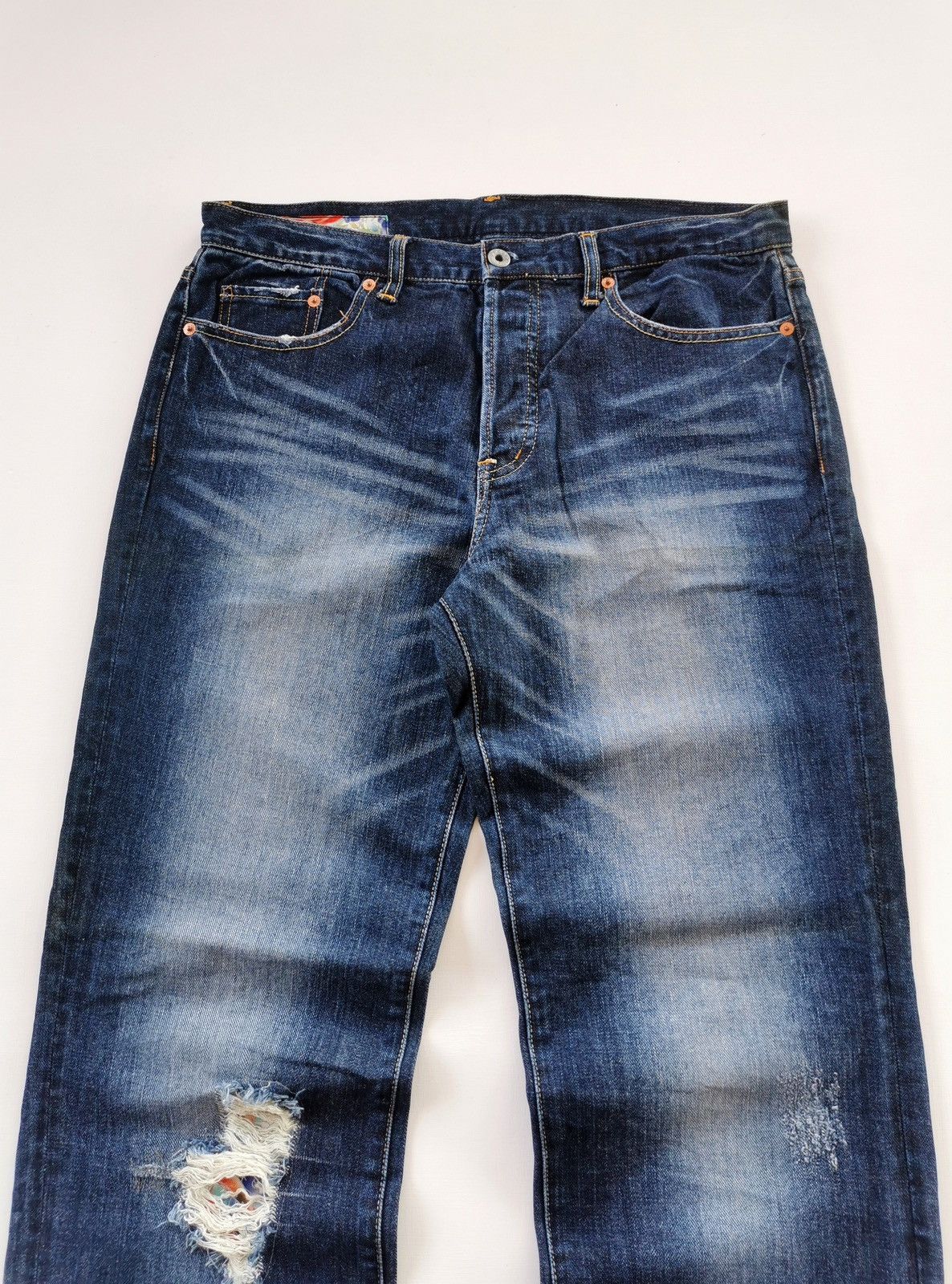 Kapital Rock Wood Japan Koi Reworked Distressed Denim Jeans Size US 34 / EU 50 - 4 Thumbnail