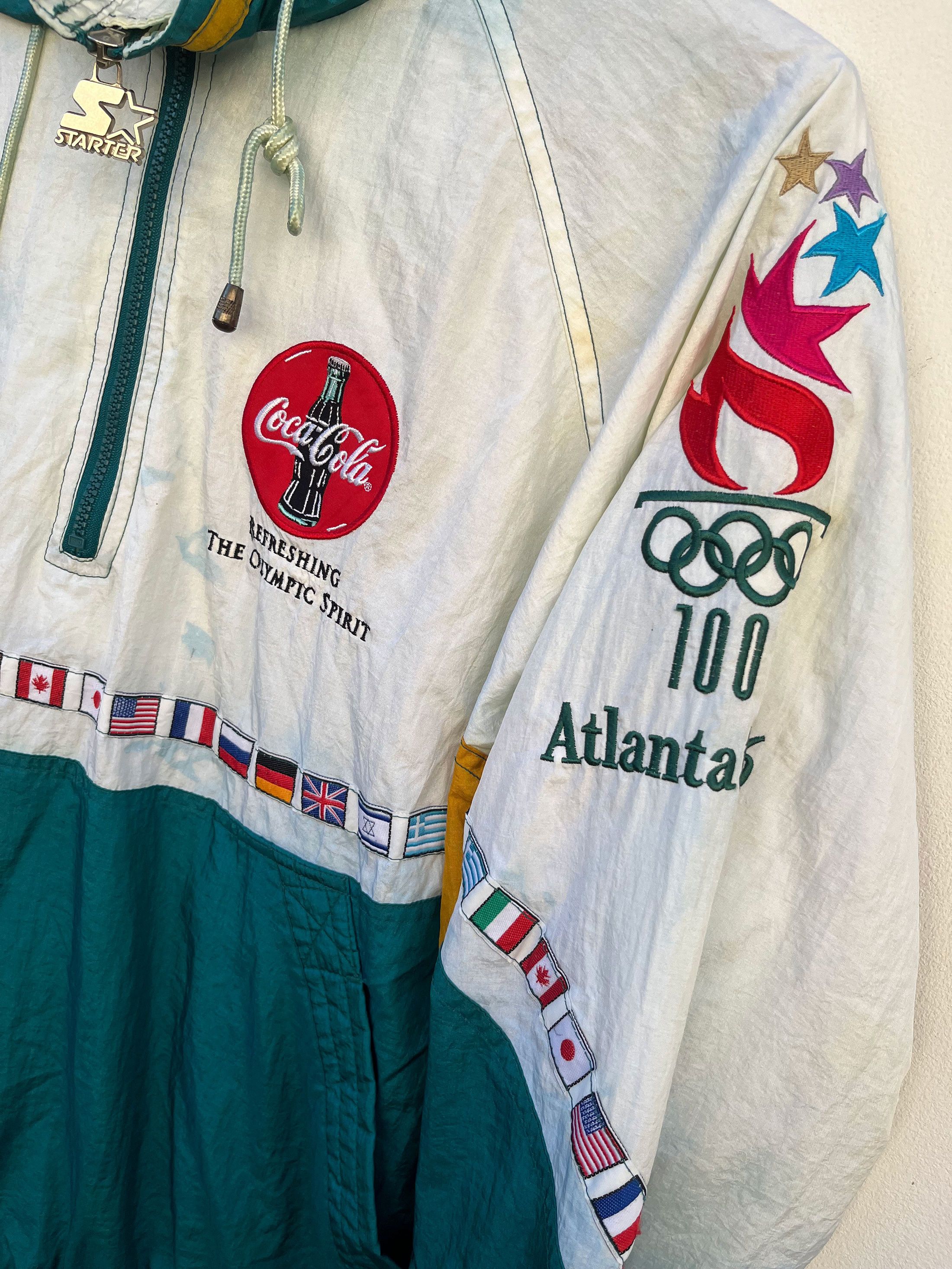 Sports Specialties × Starter Vintage Starter Olympic 90s Coca Cola Zipper Windbreaker Size US L / EU 52-54 / 3 - 3 Thumbnail