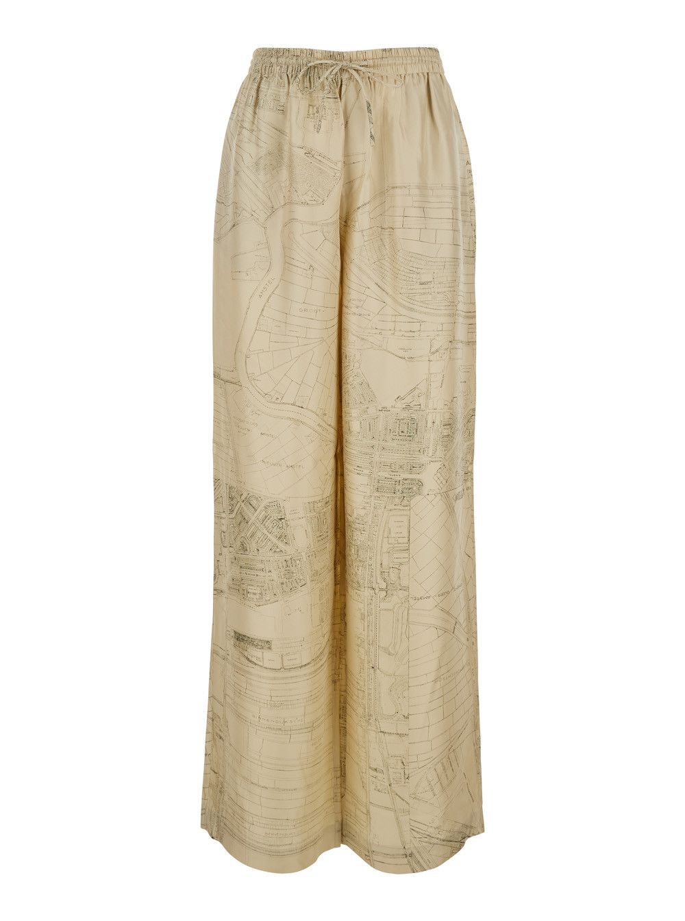 Rohe Beige Silk Pants with Elastic Waist and Drawstring and All-Over Print for Women Size 26" / US 2 / IT 38 - 1 Thumbnail
