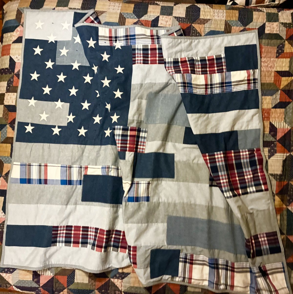 Polo Ralph Lauren POLO RALPH LAUREN PATCHWORK DENIM FLAG BLANKET Size ONE SIZE - 5 Thumbnail