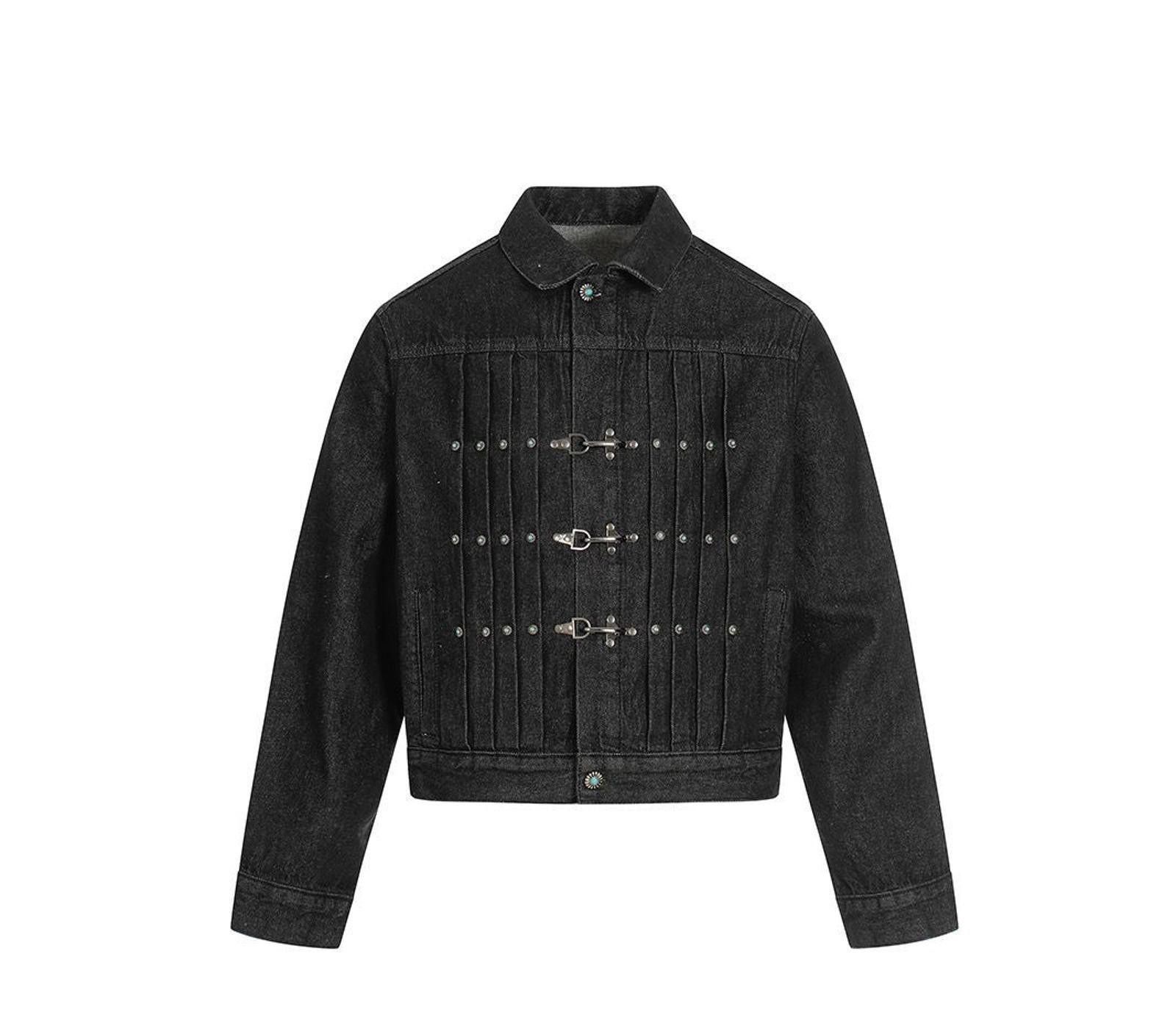 Fireman Clasp Black Cropped Denim Jacket