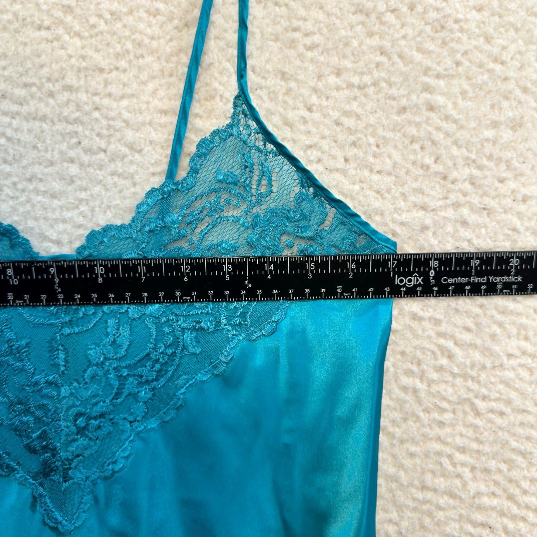 Vintage VINTAGE 90s Y2K Slip Dress M Blue Satin Lace Teal Size M / US 6-8 / IT 42-44 - 6 Thumbnail