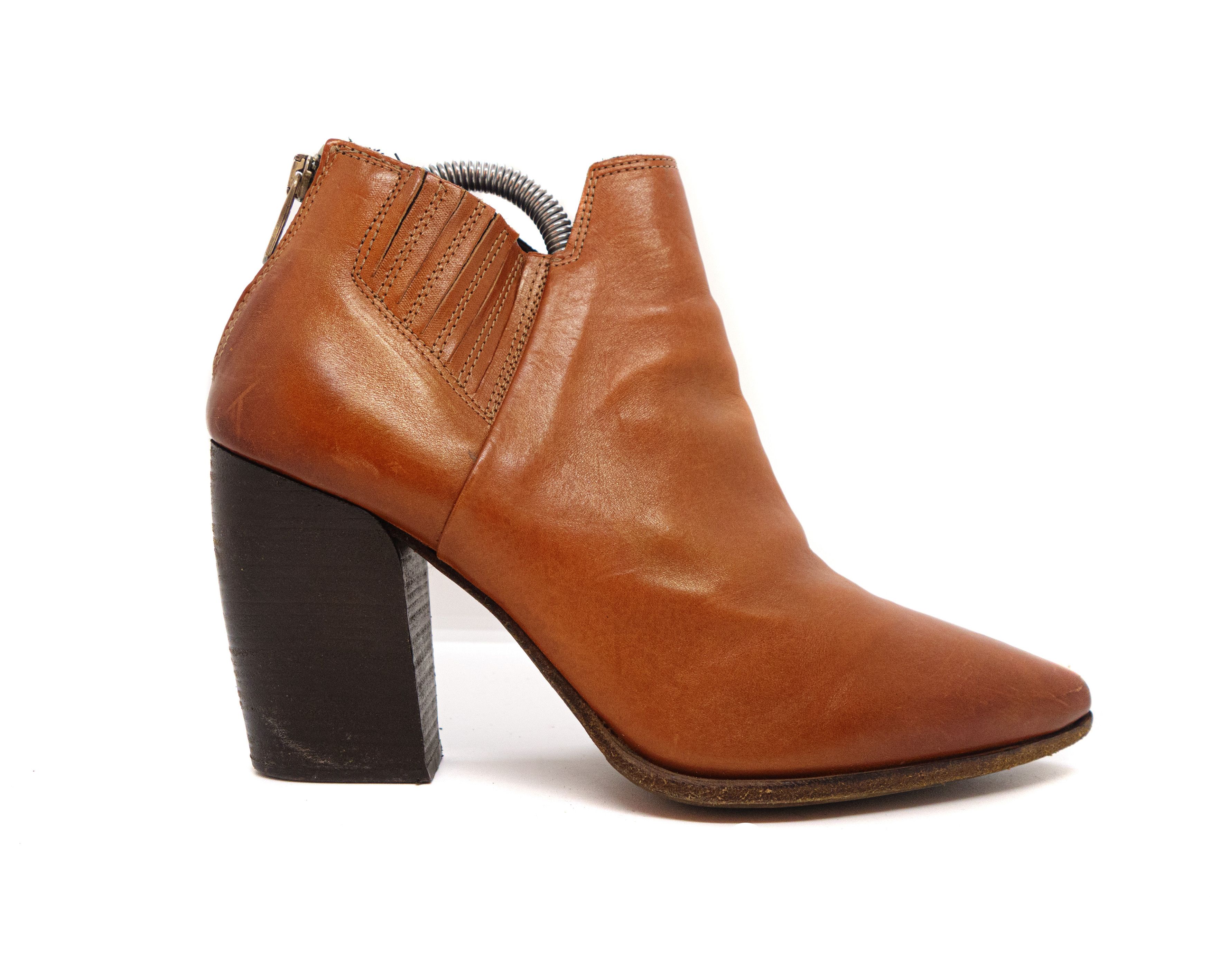 A.S.98 A.S.98 Back Zip Leather Heeled Ankle Boots Size US 10 / IT 40 - 1 Thumbnail