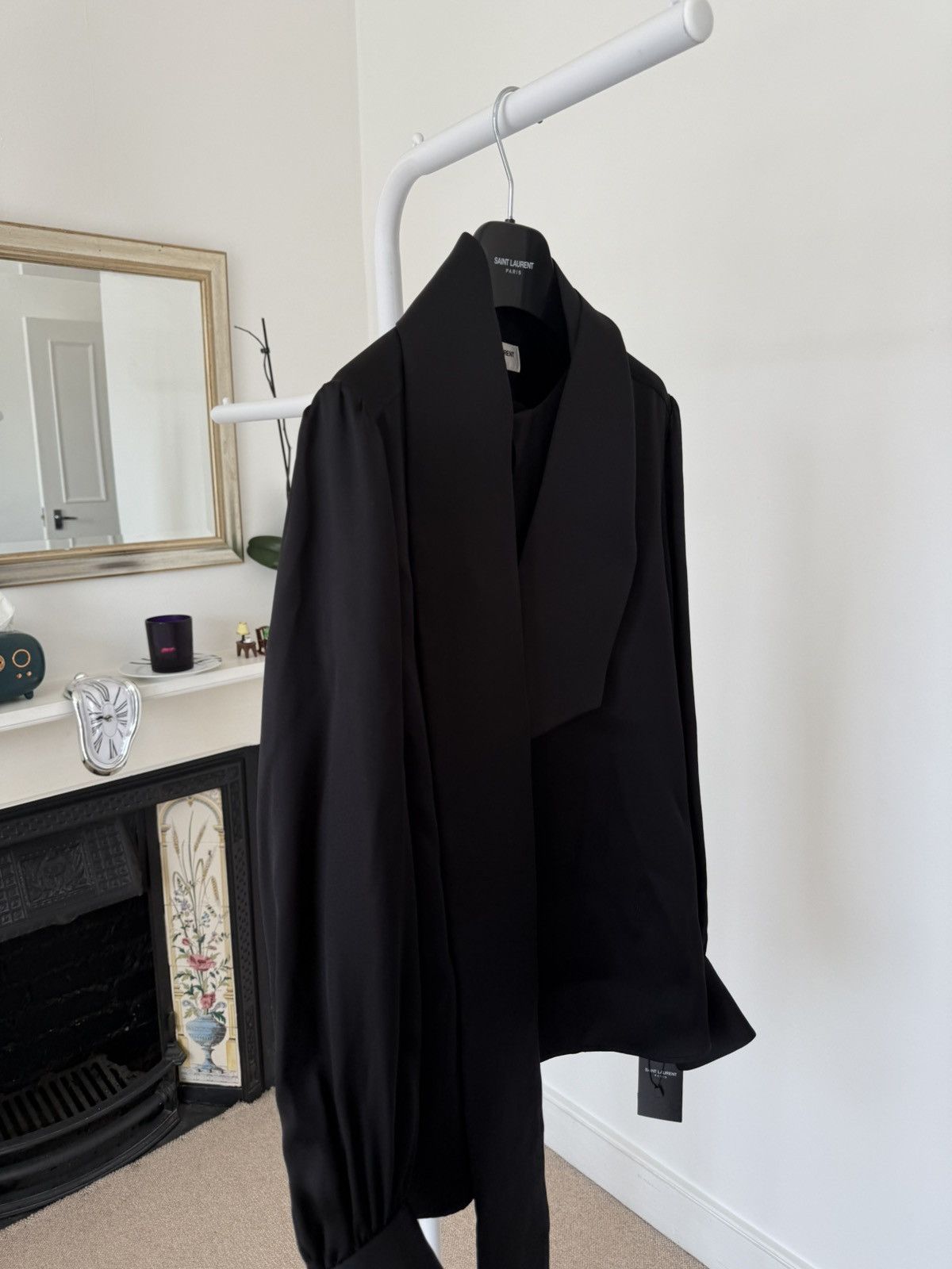 Saint Laurent Paris FW23 Saint Laurent Silk Lavalliere-Neck Shirt Noir Size US S / EU 44-46 / 1 - 4 Thumbnail