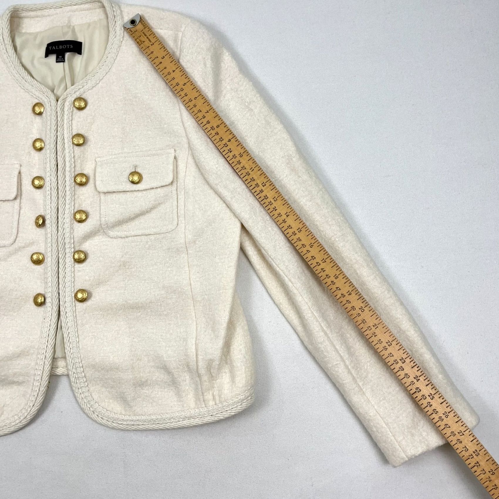 Talbots Talbots Blazer Jacket Womens Size 10 Ivory White Wool Gold Buttons Career Church Websites: N/A Size L / US 10 / IT 46 - 5 Thumbnail