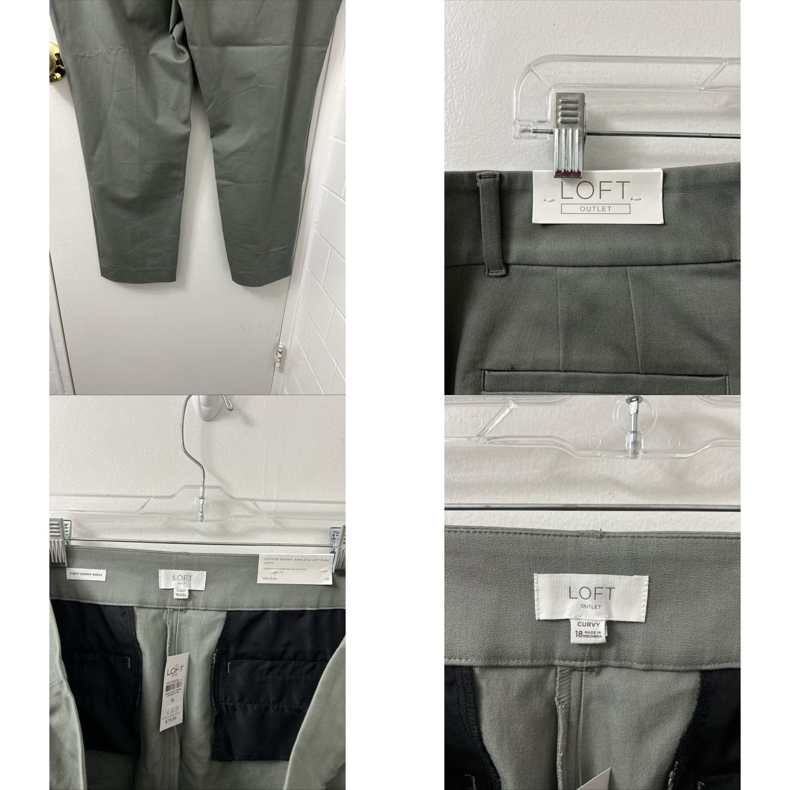 Loft LOFT Outlet Curvy Pants 18 Green Sutton Skinny Ankle Mid Rise Slim Stretch Wrinkle Resistant Zip Button Size 40" / US 18 - 8 Thumbnail