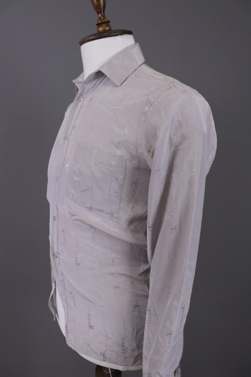 Playboy Play Boy Silk Look Striped Logo Printed Shirt Size 33 / 34 Size US M / EU 48-50 / 2 - 6 Thumbnail